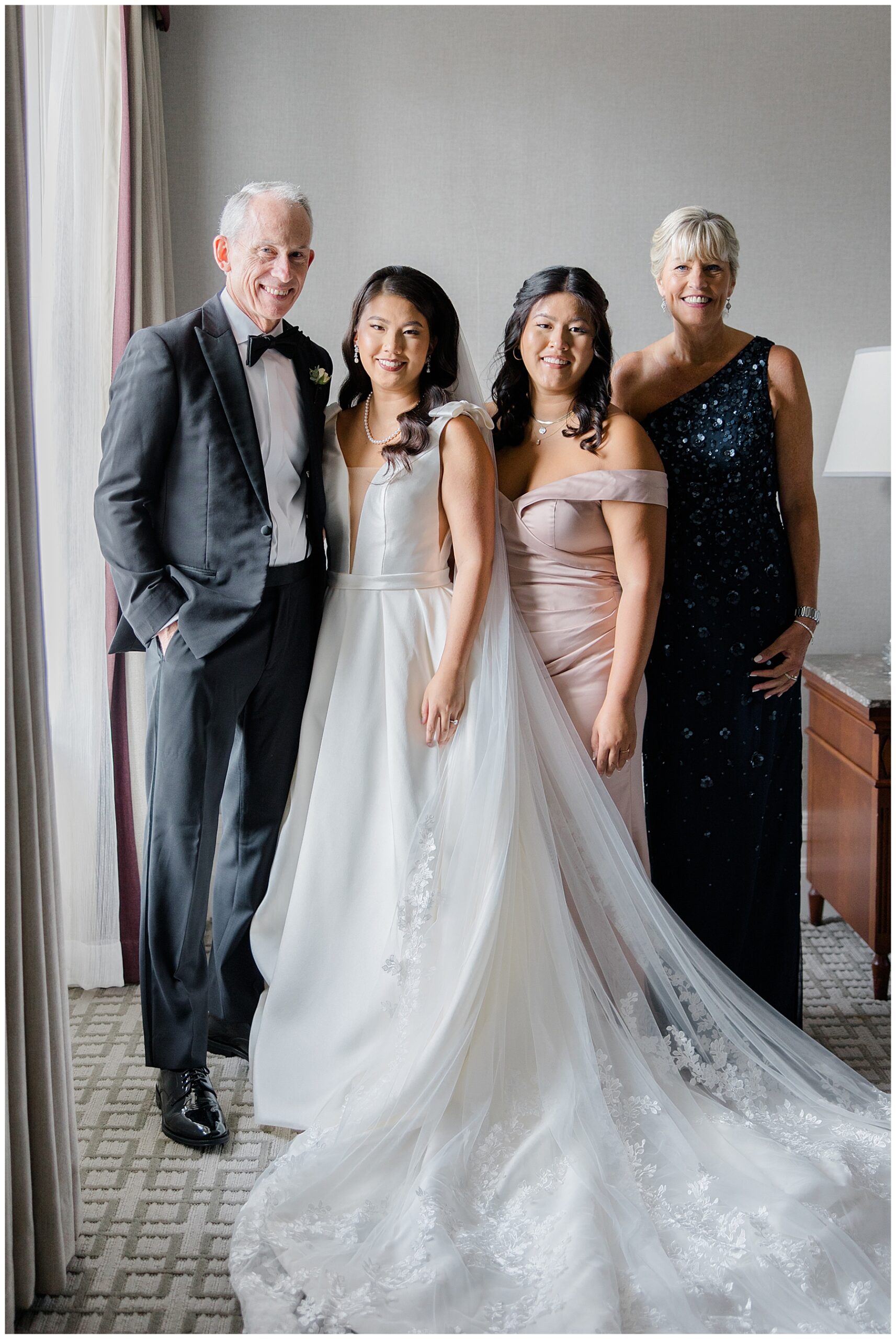 bride with parents and sister