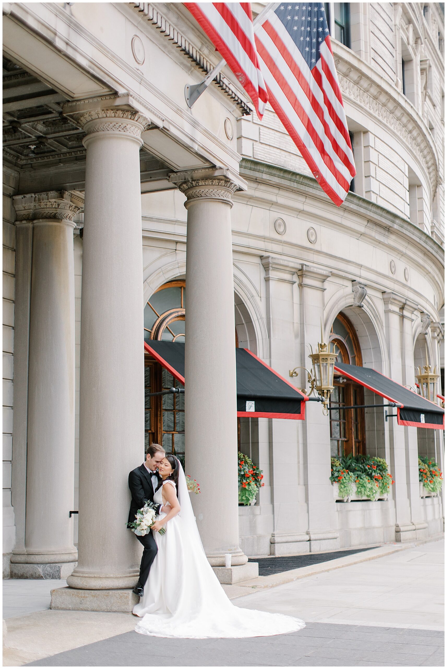 bride and groom portraits in downtown Boston