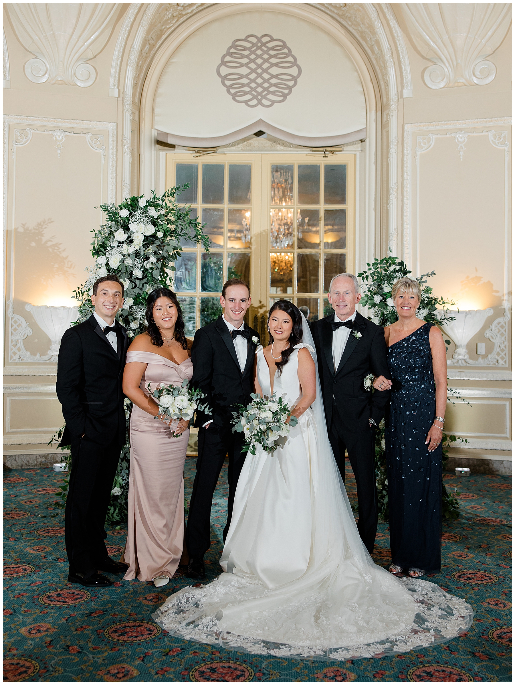 family photos from wedding at Fairmont Copley Plaza hotel in Boston