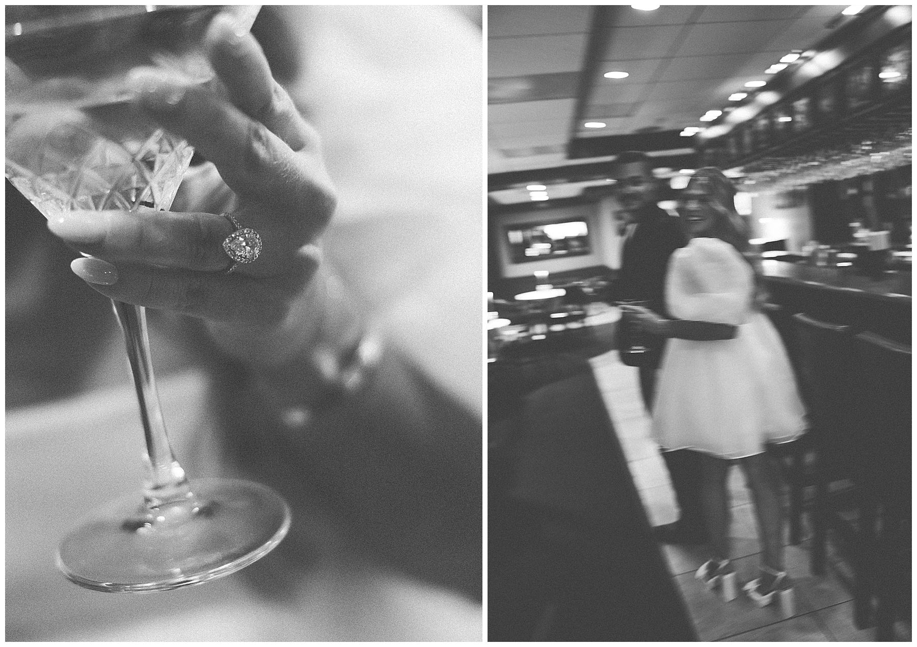 engaged couple drink martinis during session