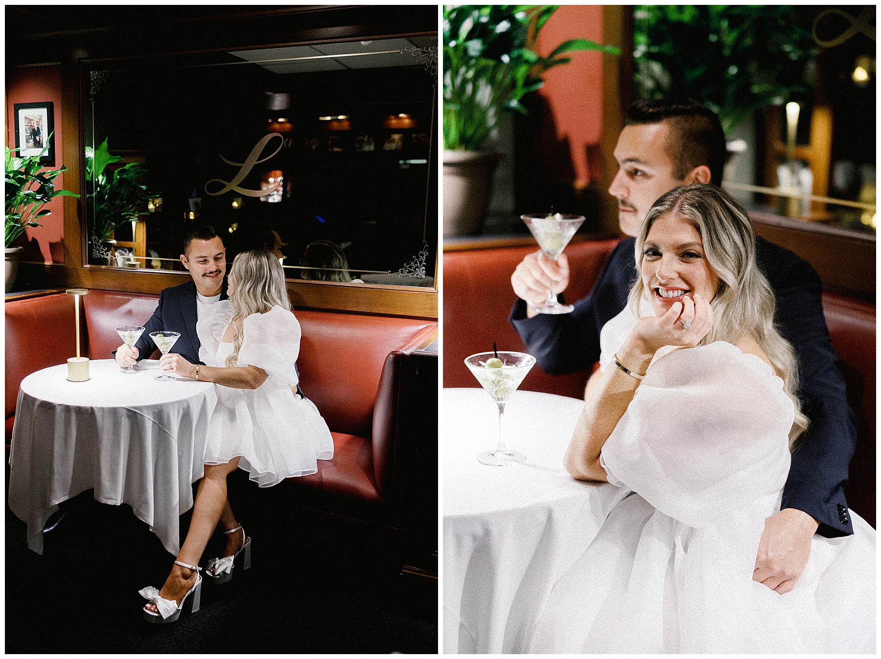 Couple sit in corner both of Luciano's restaurant