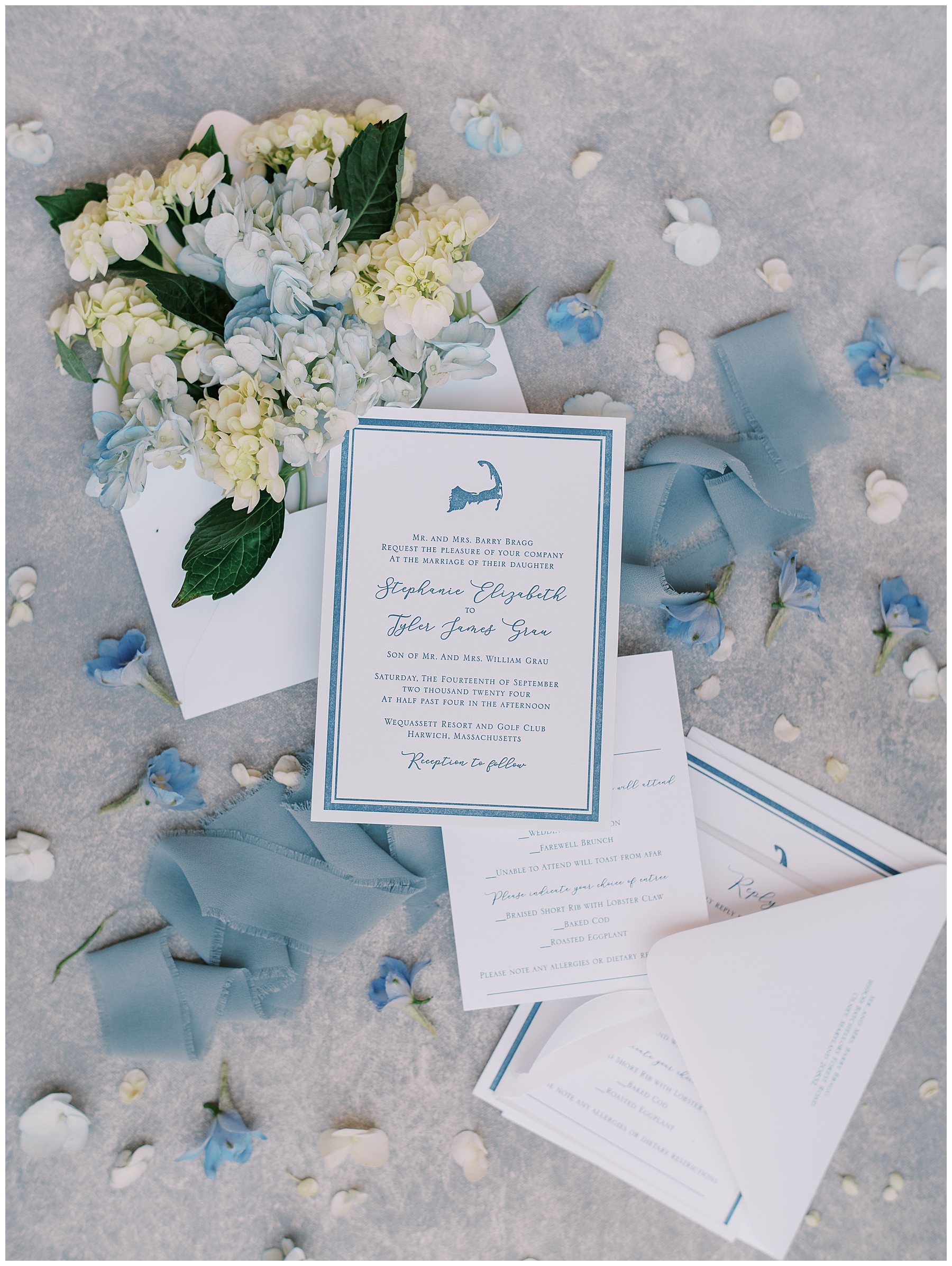 Wedding invitations from Intimate Wequassett Resort Wedding in Cape Cod