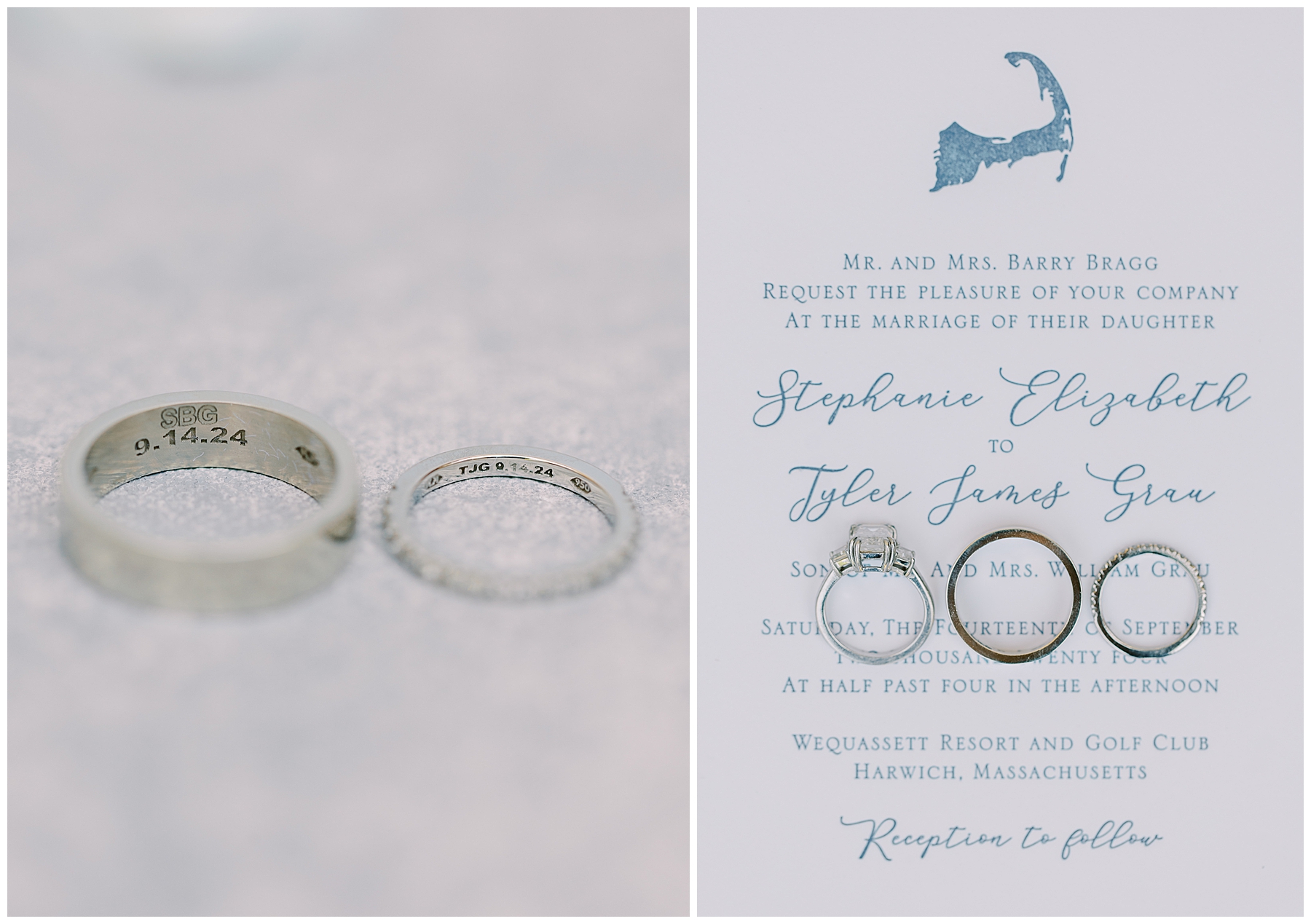 wedding rings on invitation