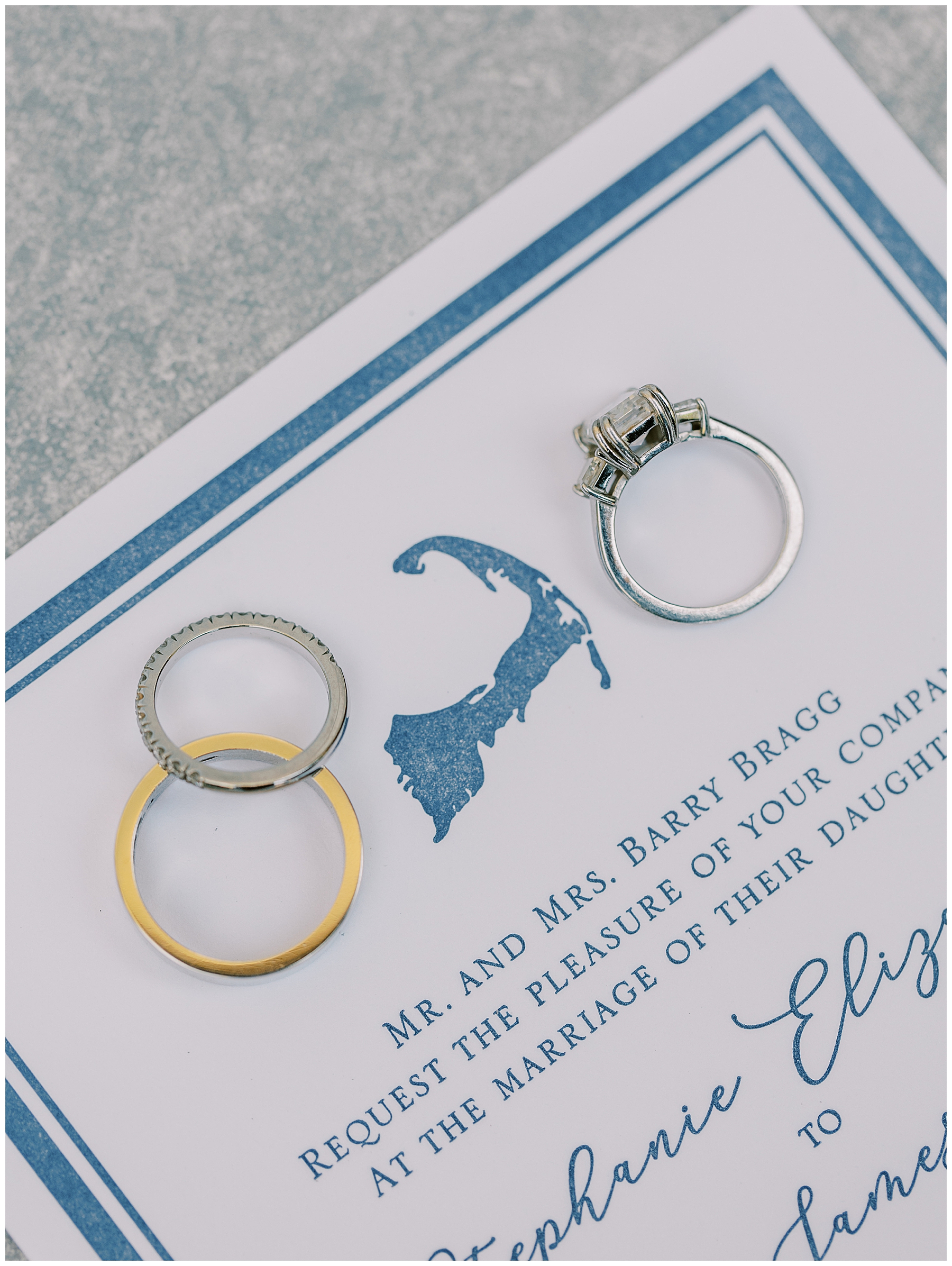 invitation with picture of Cape Cod outlined at the top