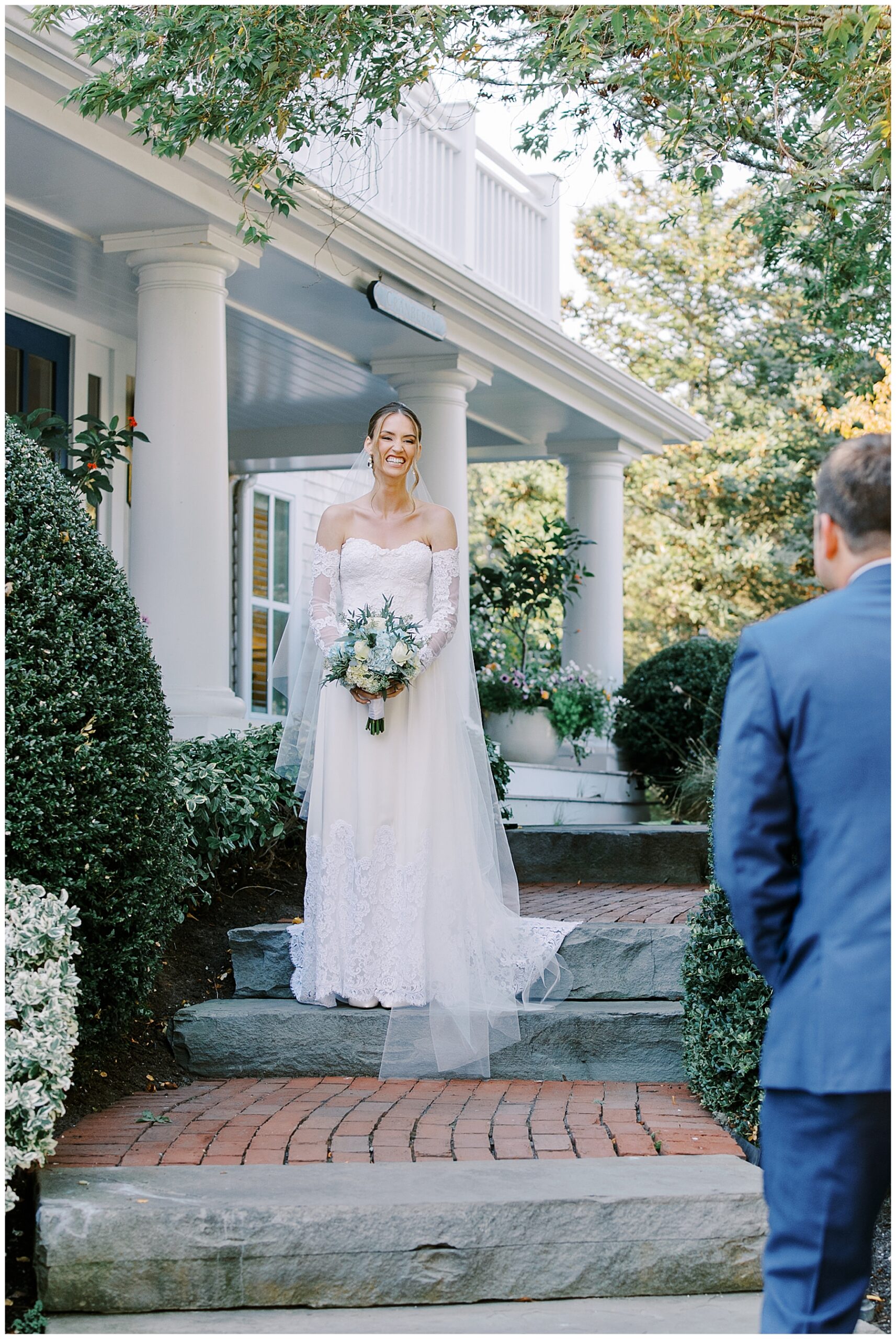 bride and groom first look