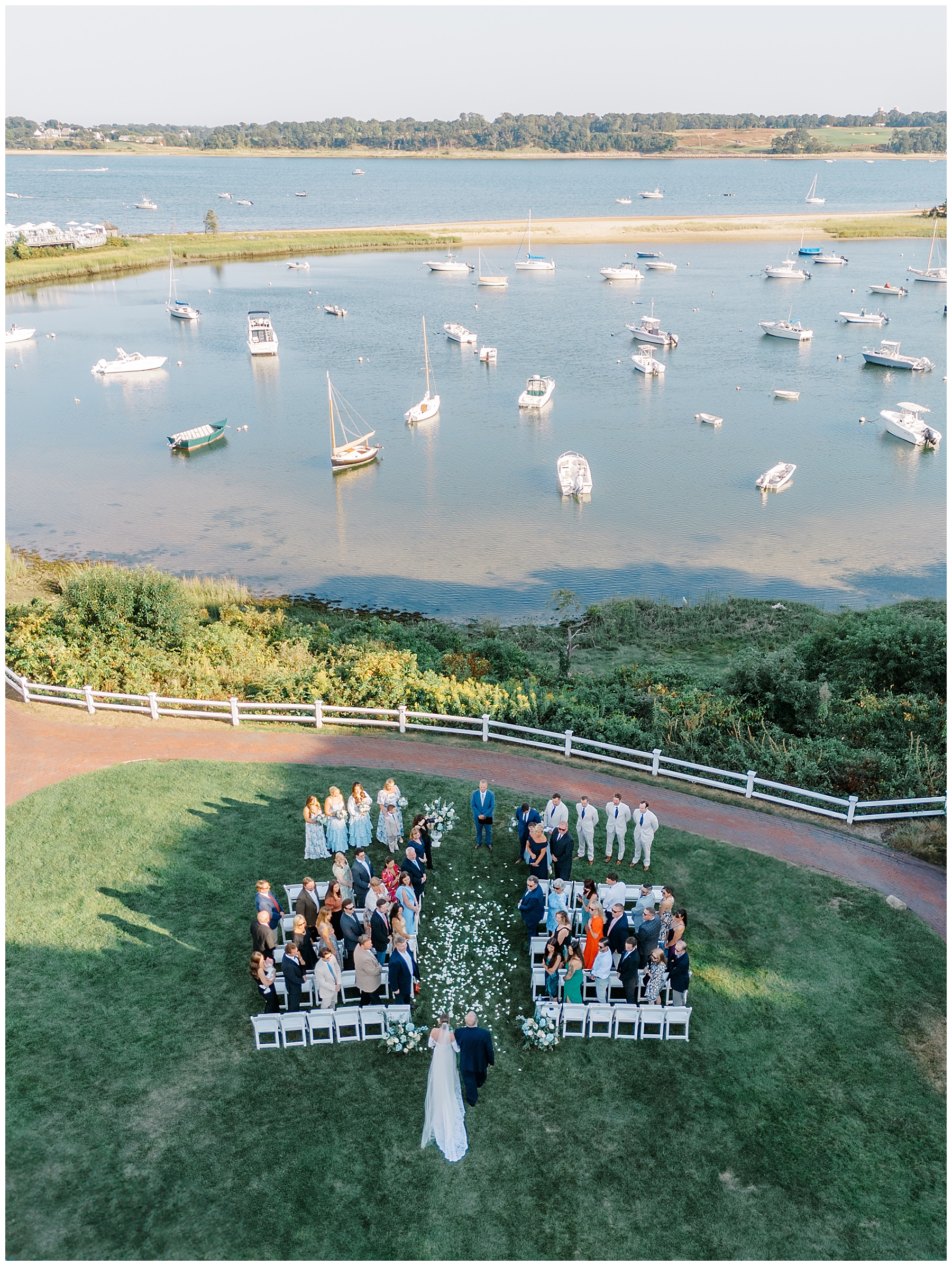 Intimate Wequassett Resort Wedding ceremony in Cape Cod by the water