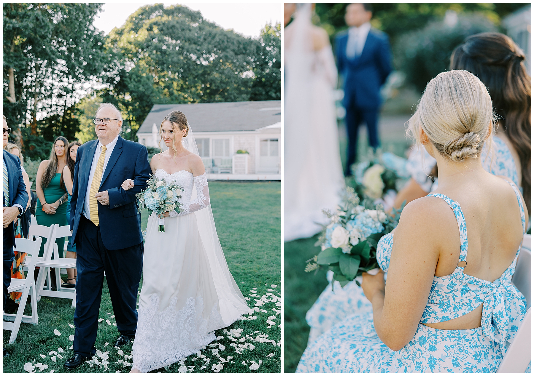 bride walks down aisle with her father