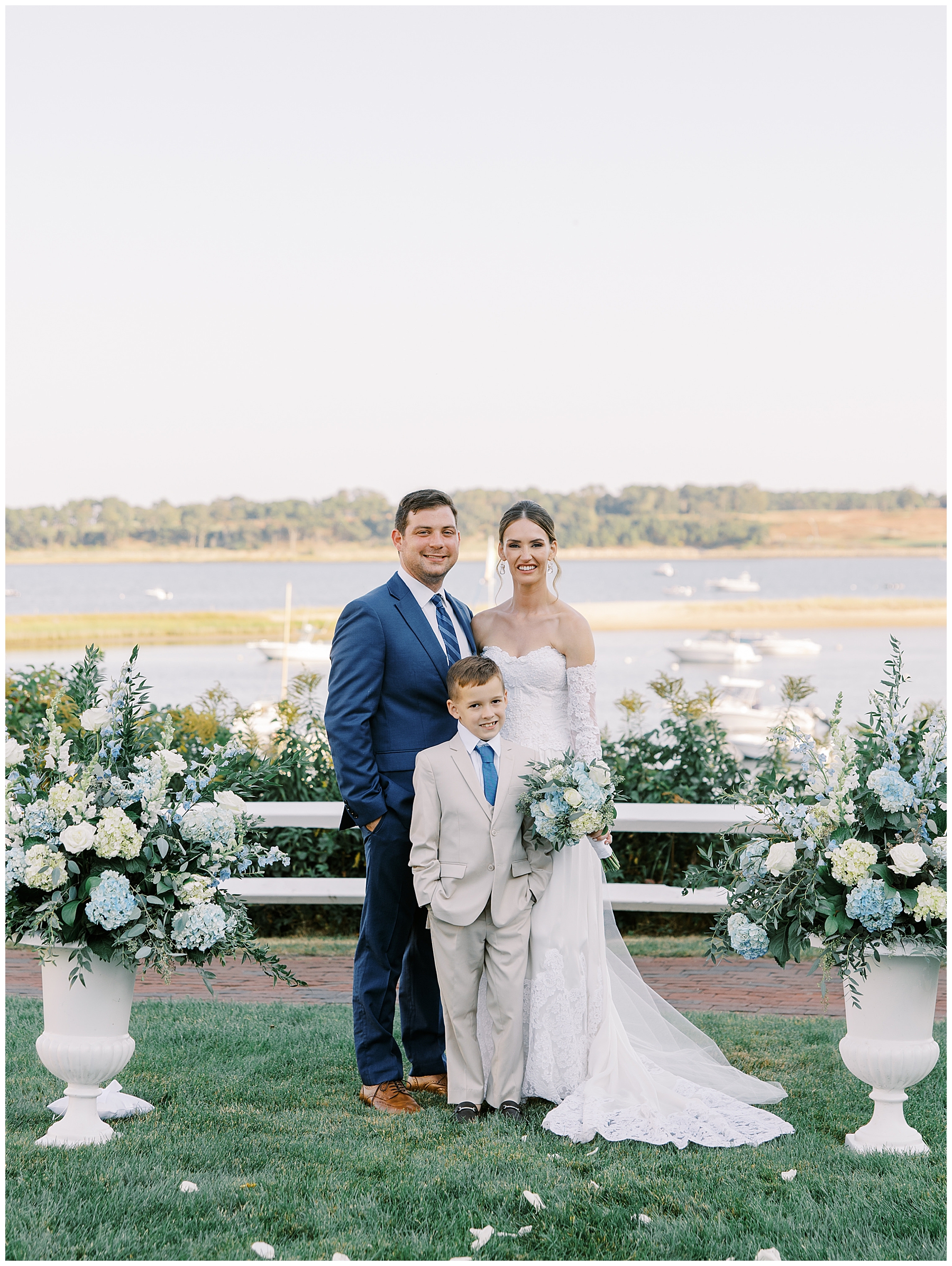 family of three after ceremony