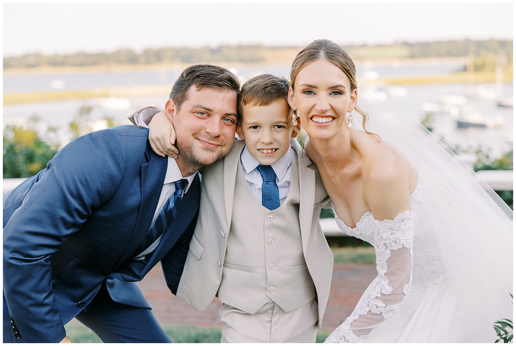 bride with her son and groom