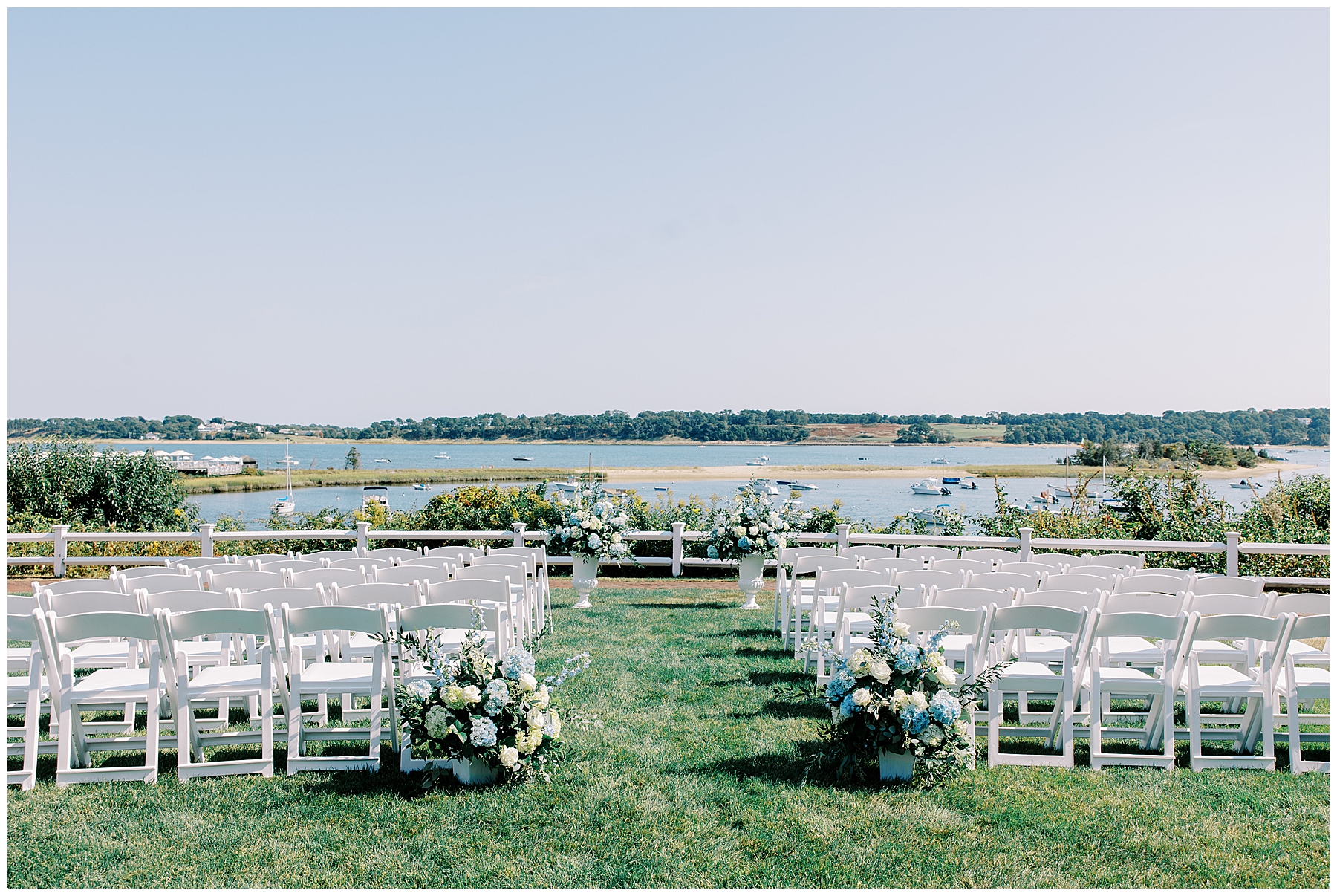 Coastal wedding ceremony by the water