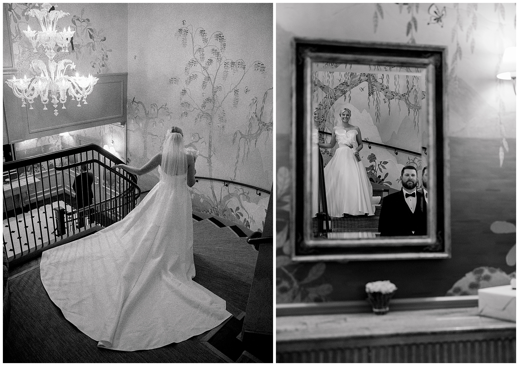 timeless wedding photos from first look moment at Gardiner House wedding