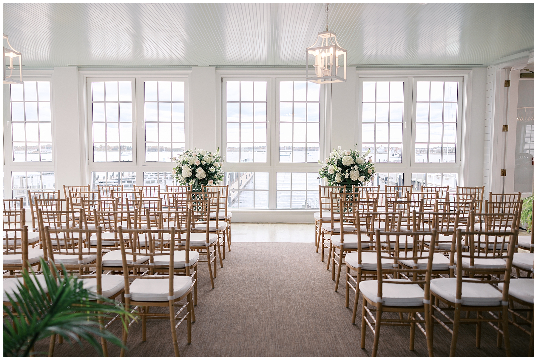 Gardiner House wedding ceremony in Sun Room of Newport venue