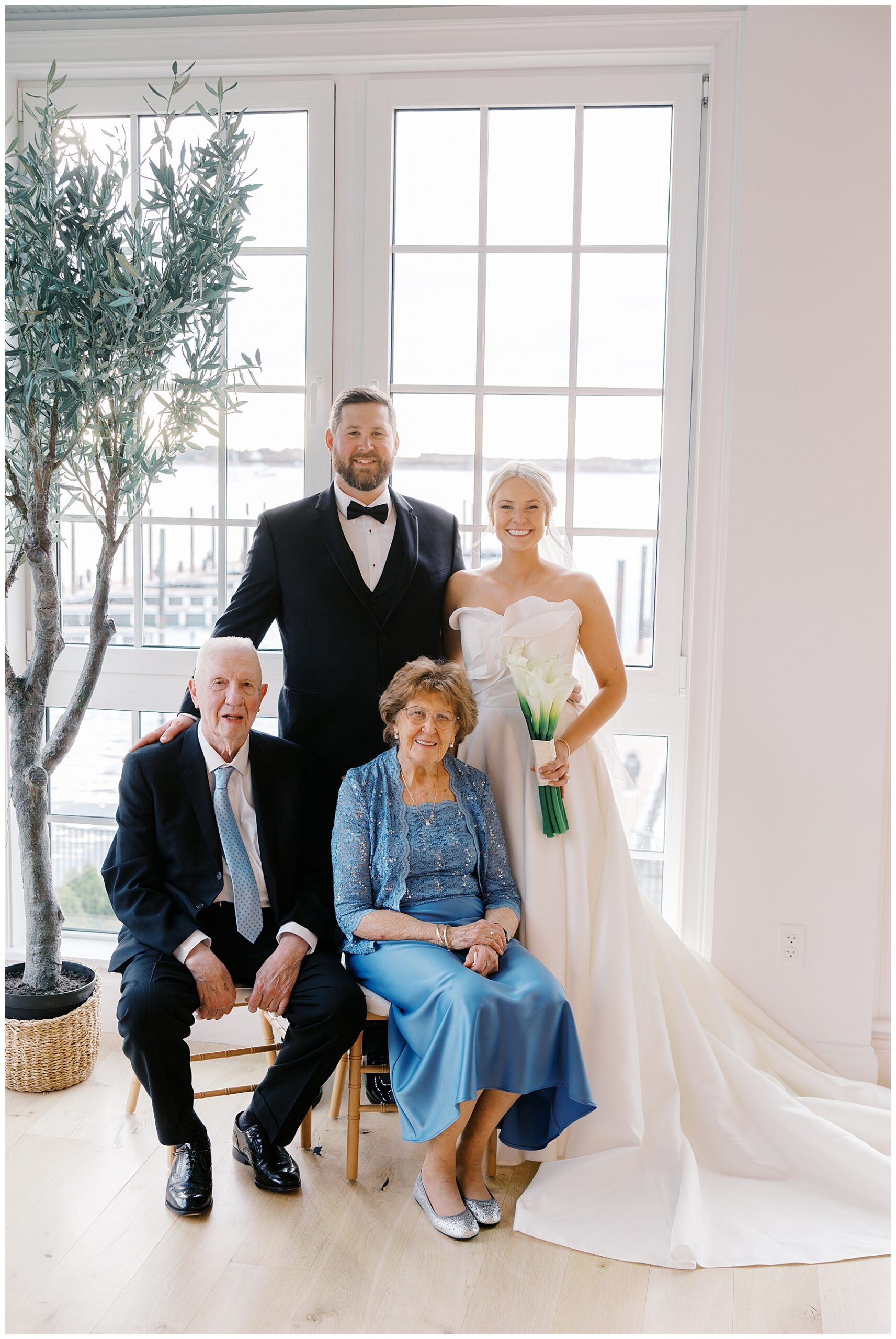 bride and groom with grandparents