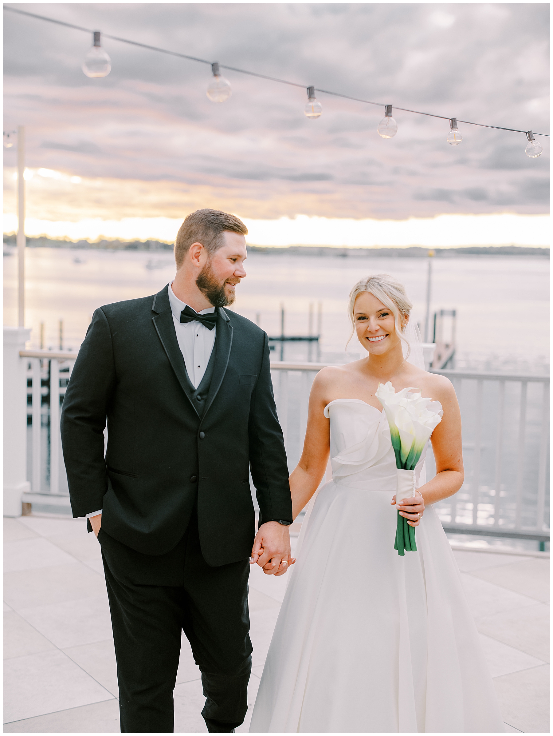 Newport, RI wedding photos at sunset