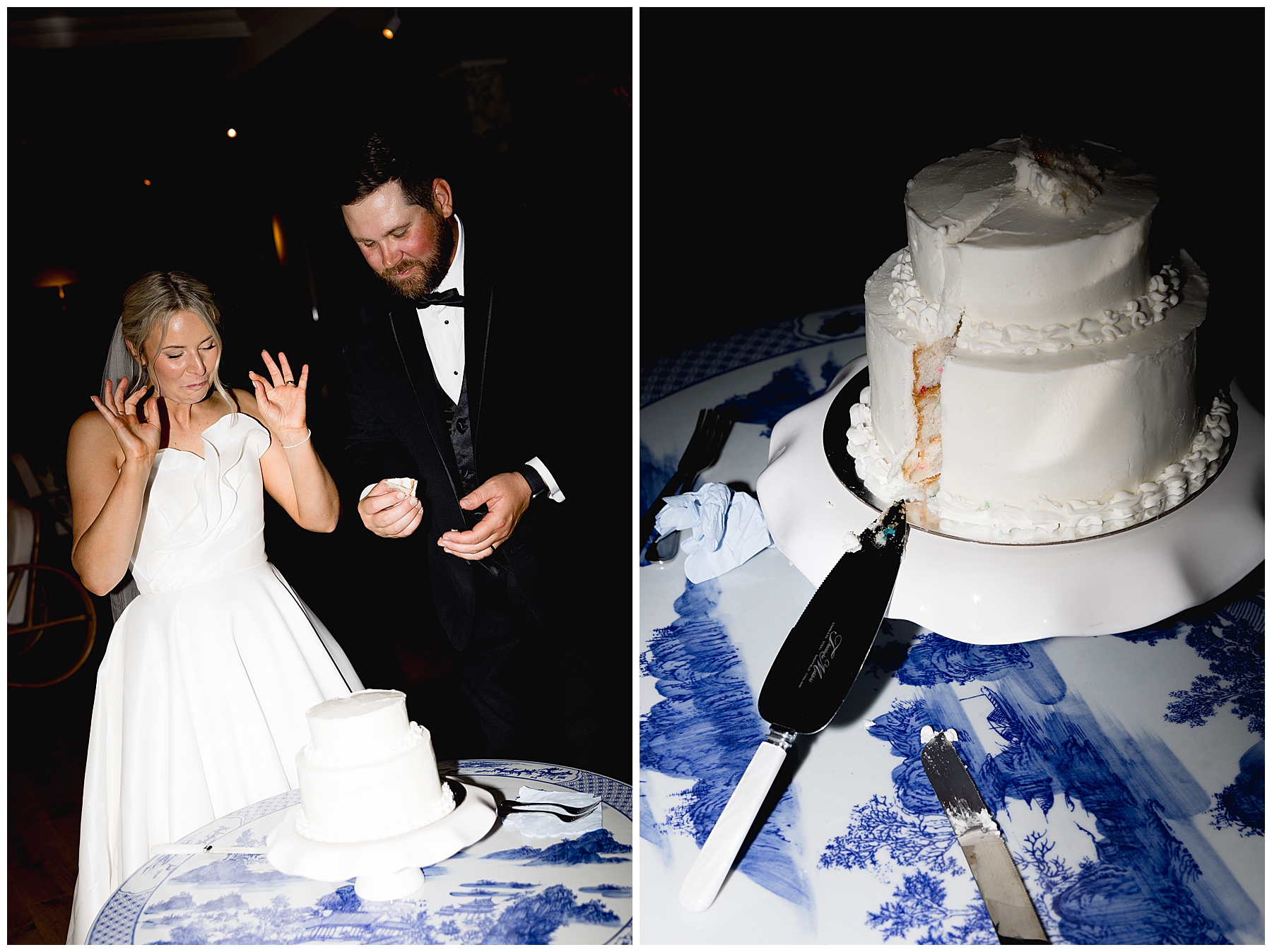 homemade wedding cake by bride and groom
