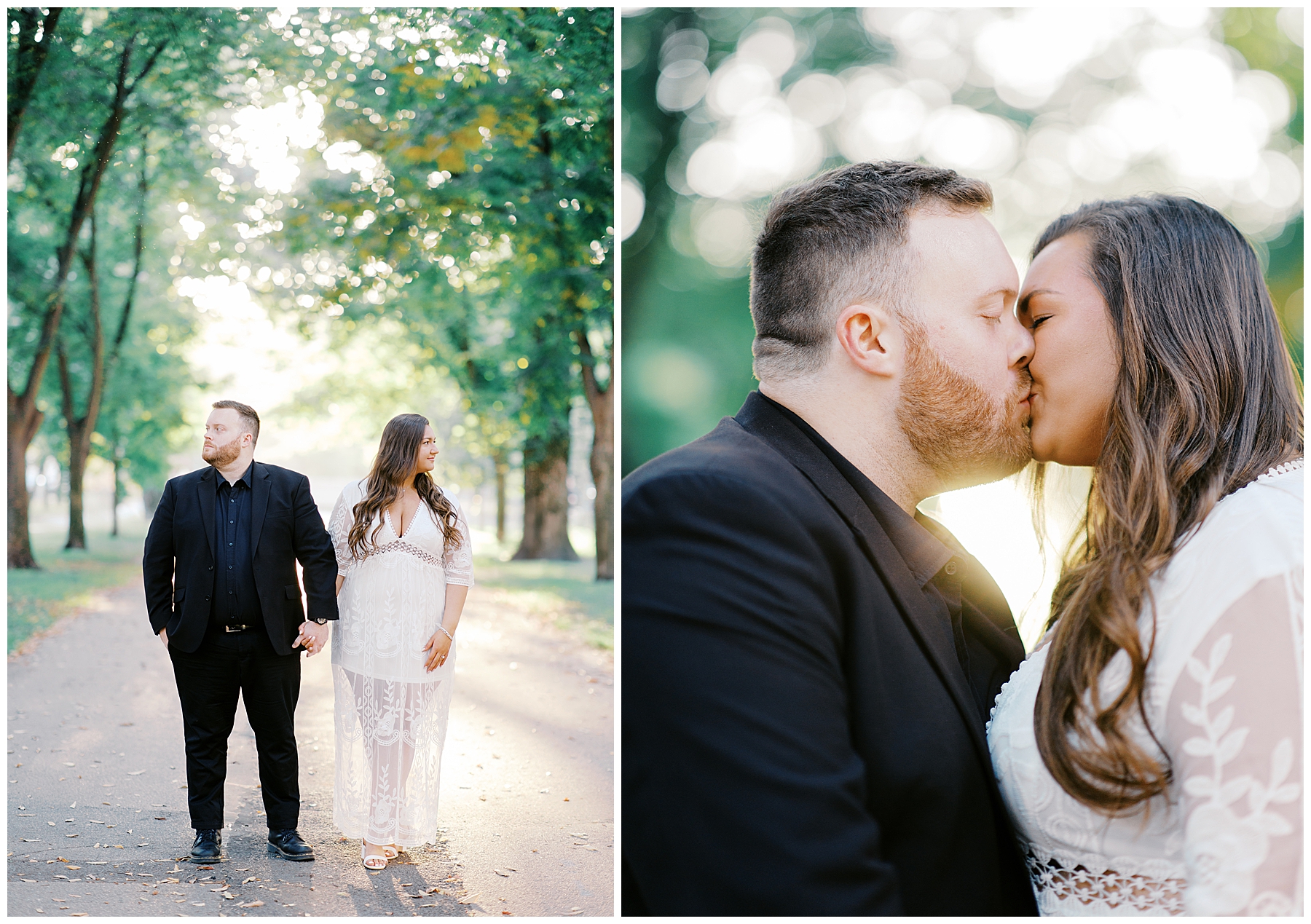 couple kiss as sun goes down behind them