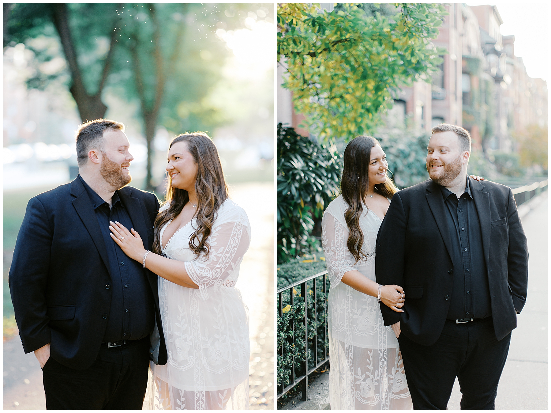 couple in Boston's Back Bay Area for engagement photos 