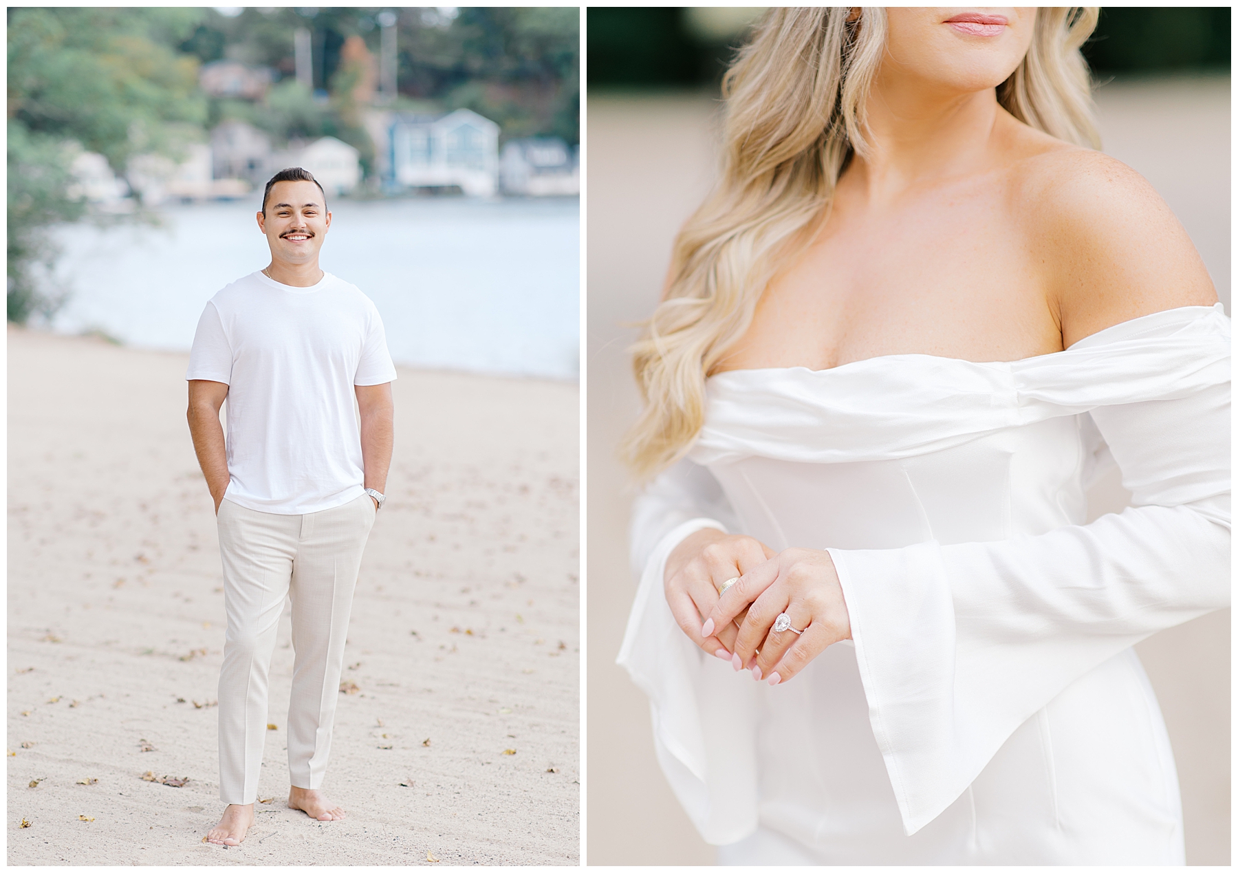 couple on beach for engagement session