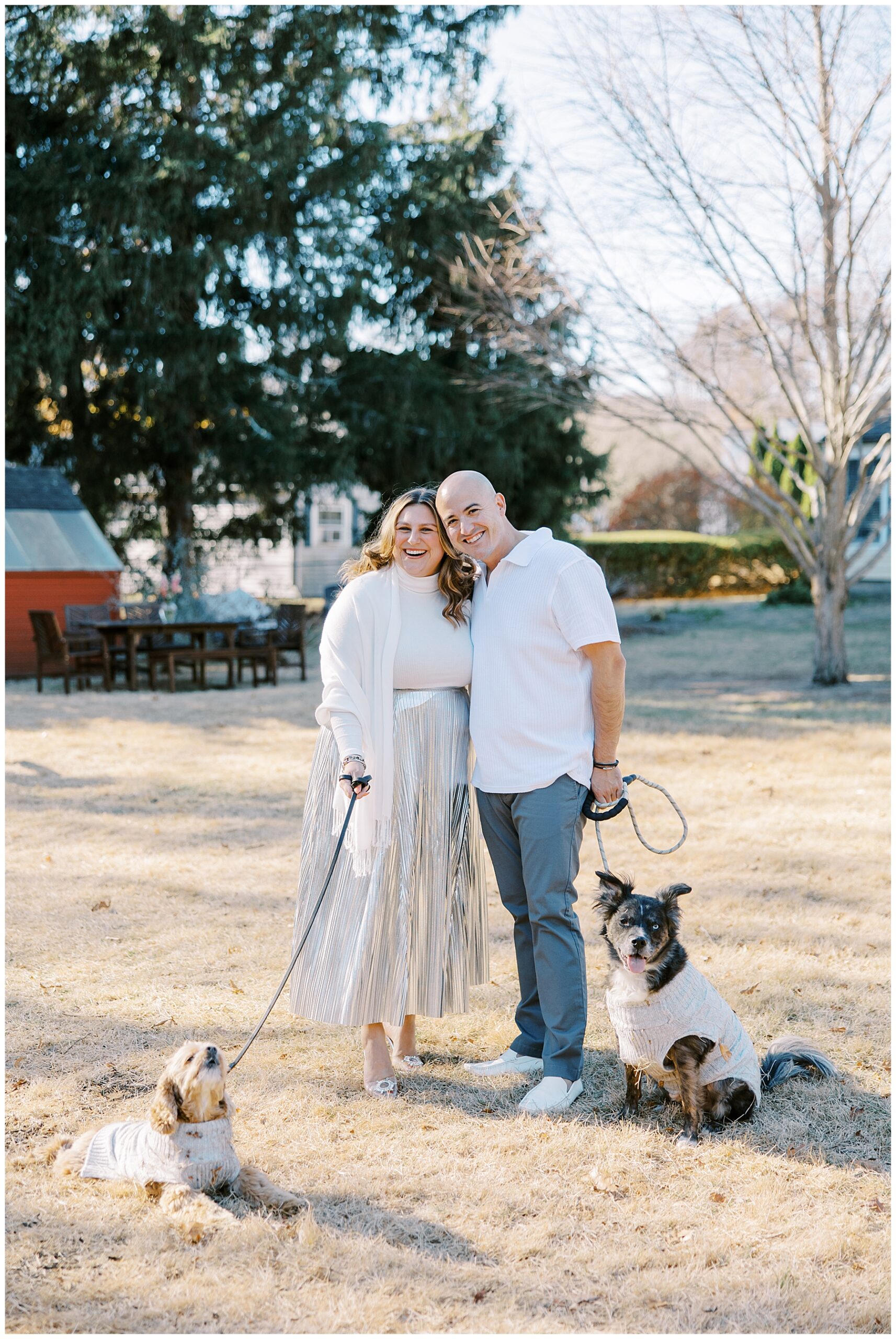 couple portraits with dogs in RI 