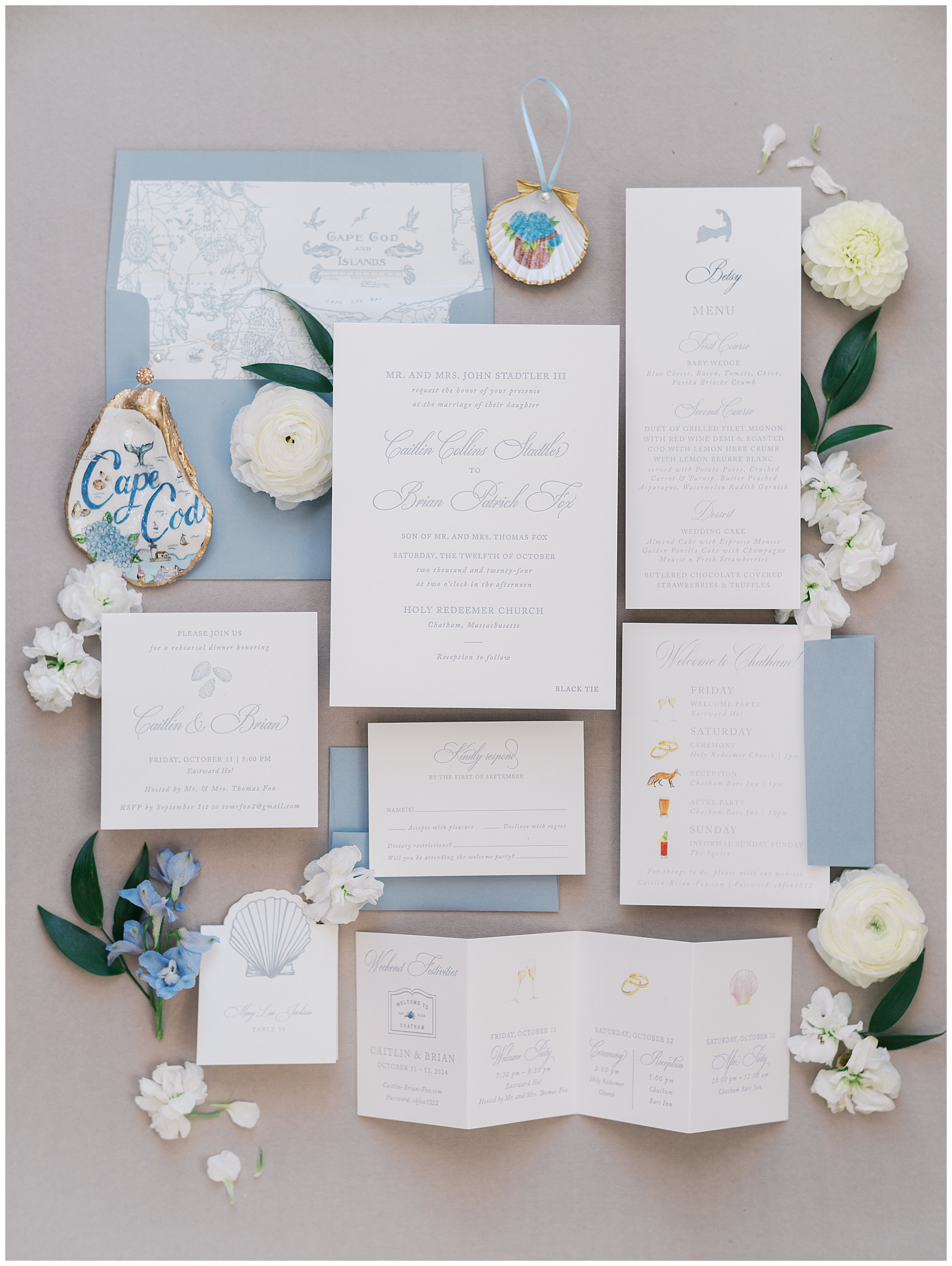 elegant wedding invitations for Luxury Chatham Bars Inn Wedding in Cape Cod 