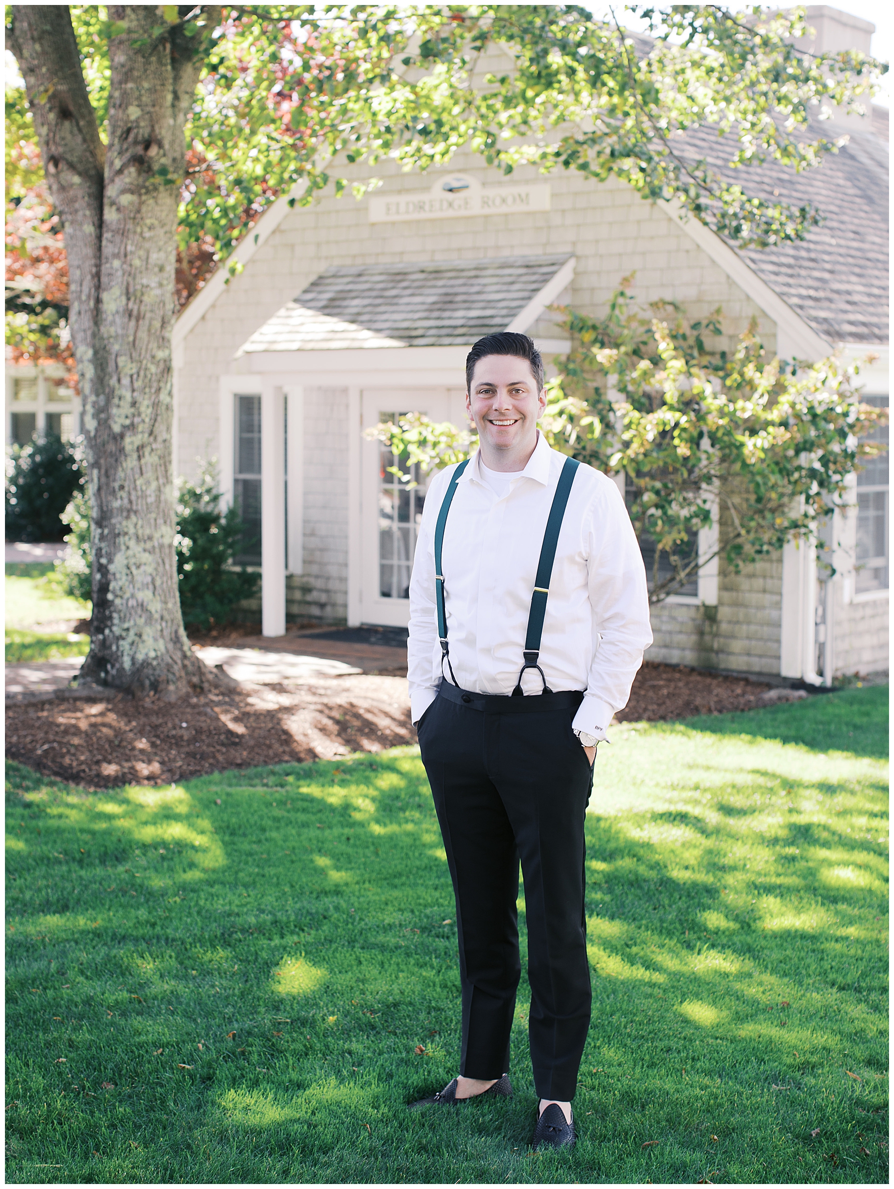groom getting ready for Cape Cod wedding 