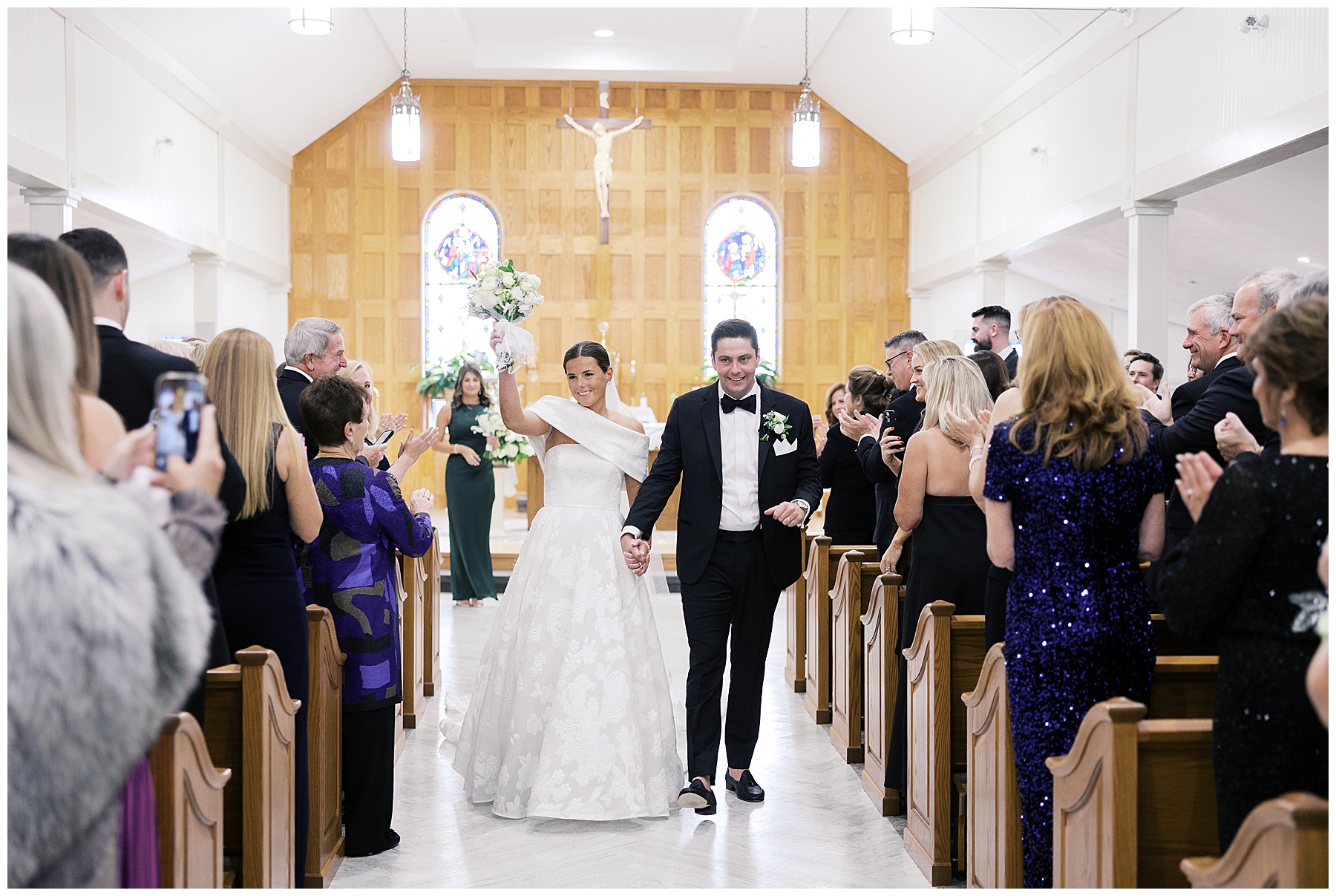 newlyweds exit church wedding ceremony 