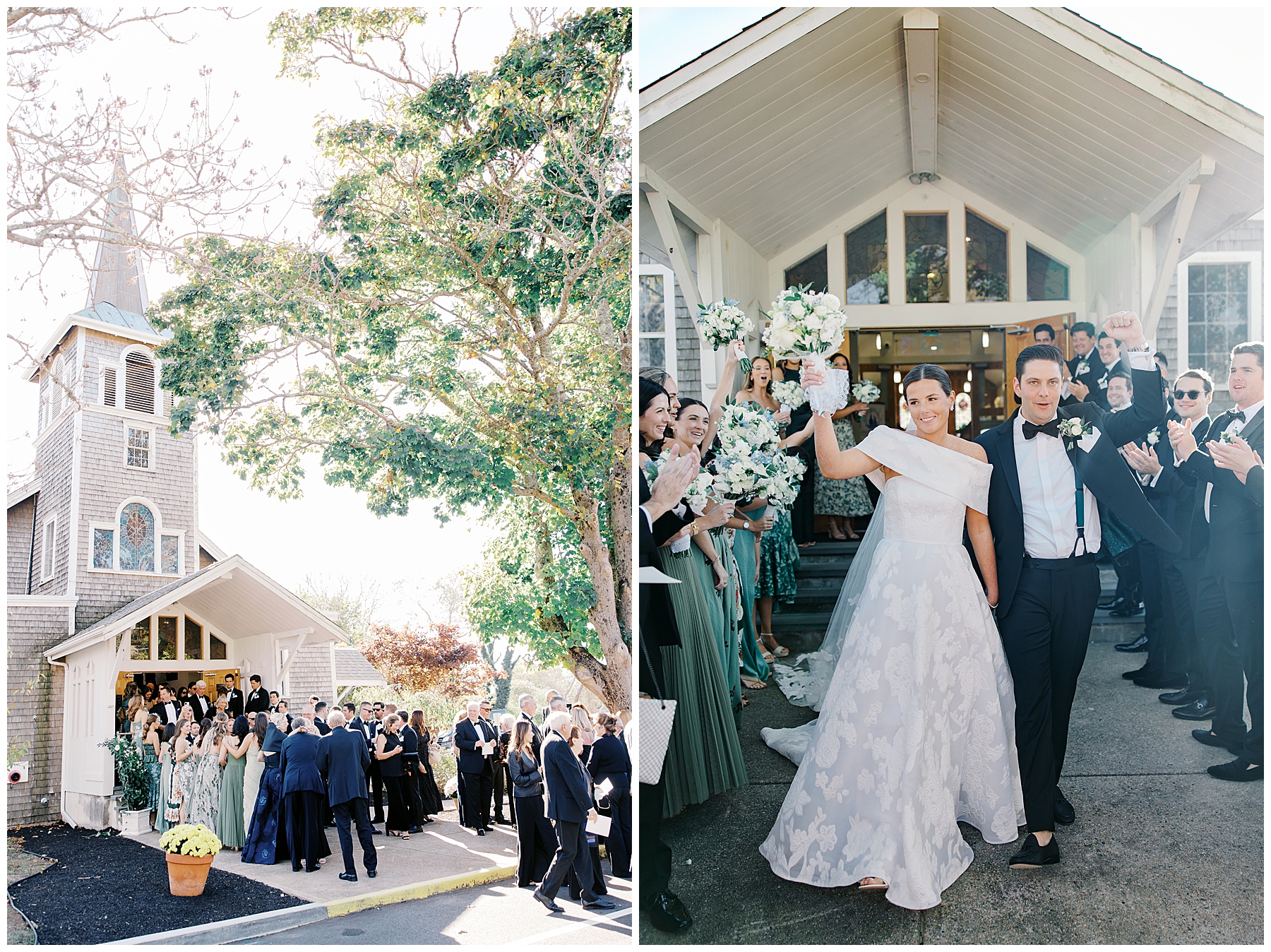 bride and groom exit church 