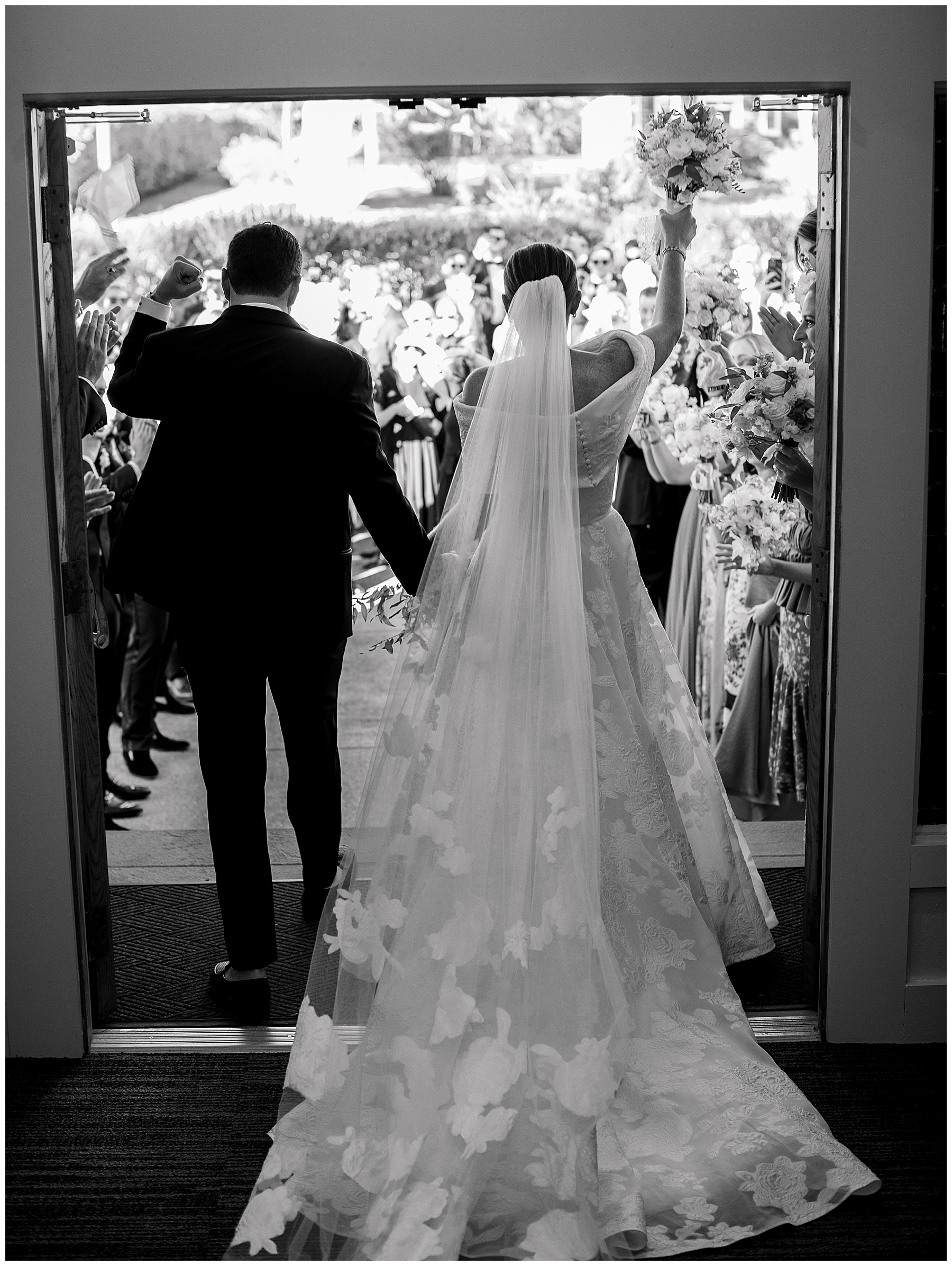 bride and groom exit church 