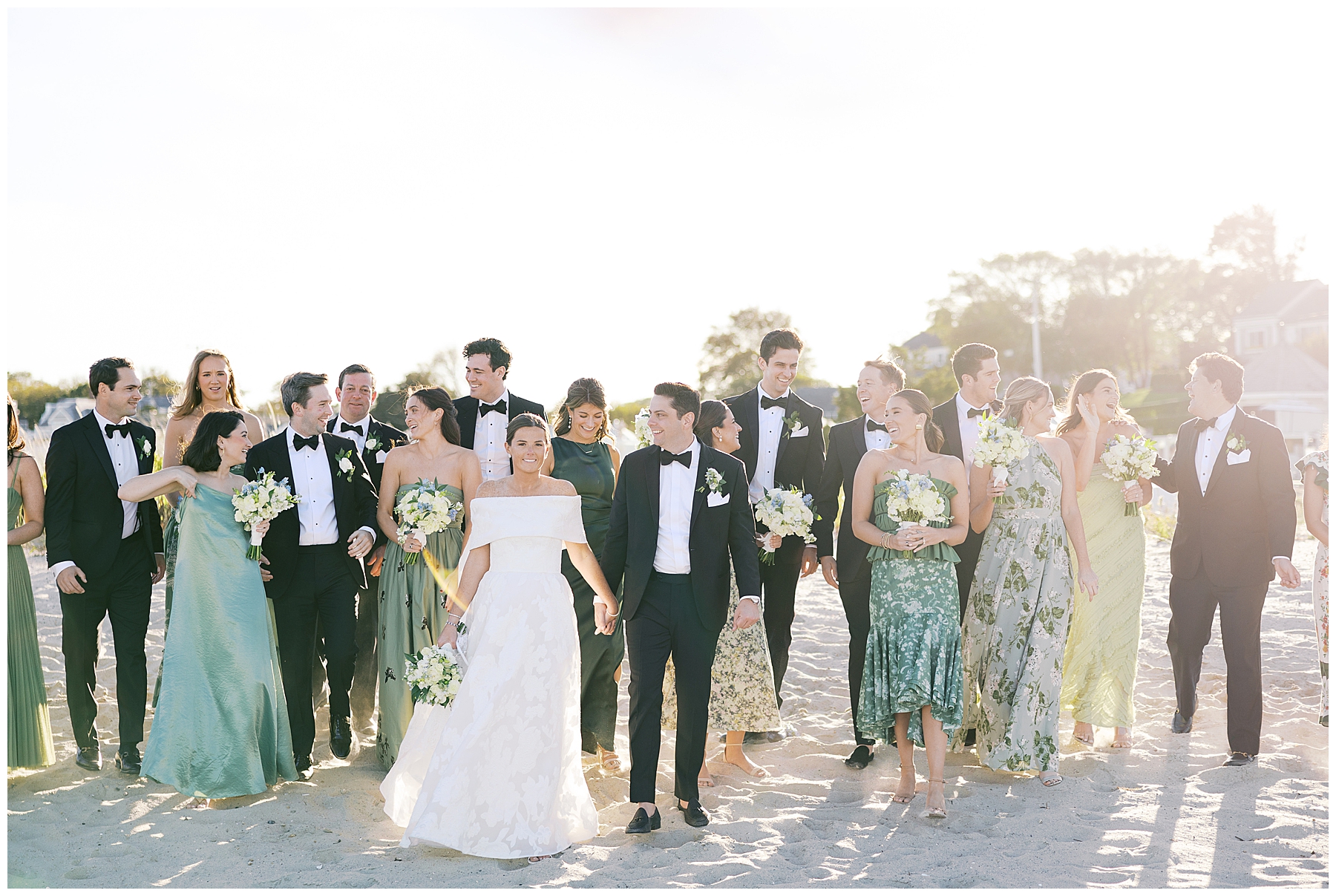 wedding party portraits on the beach in Cape Cod 
