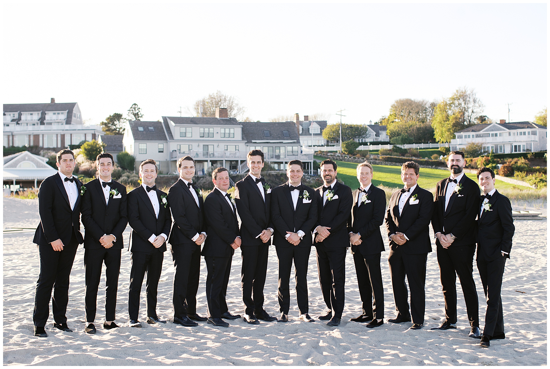 groom and groomsmen portraits on the beach 