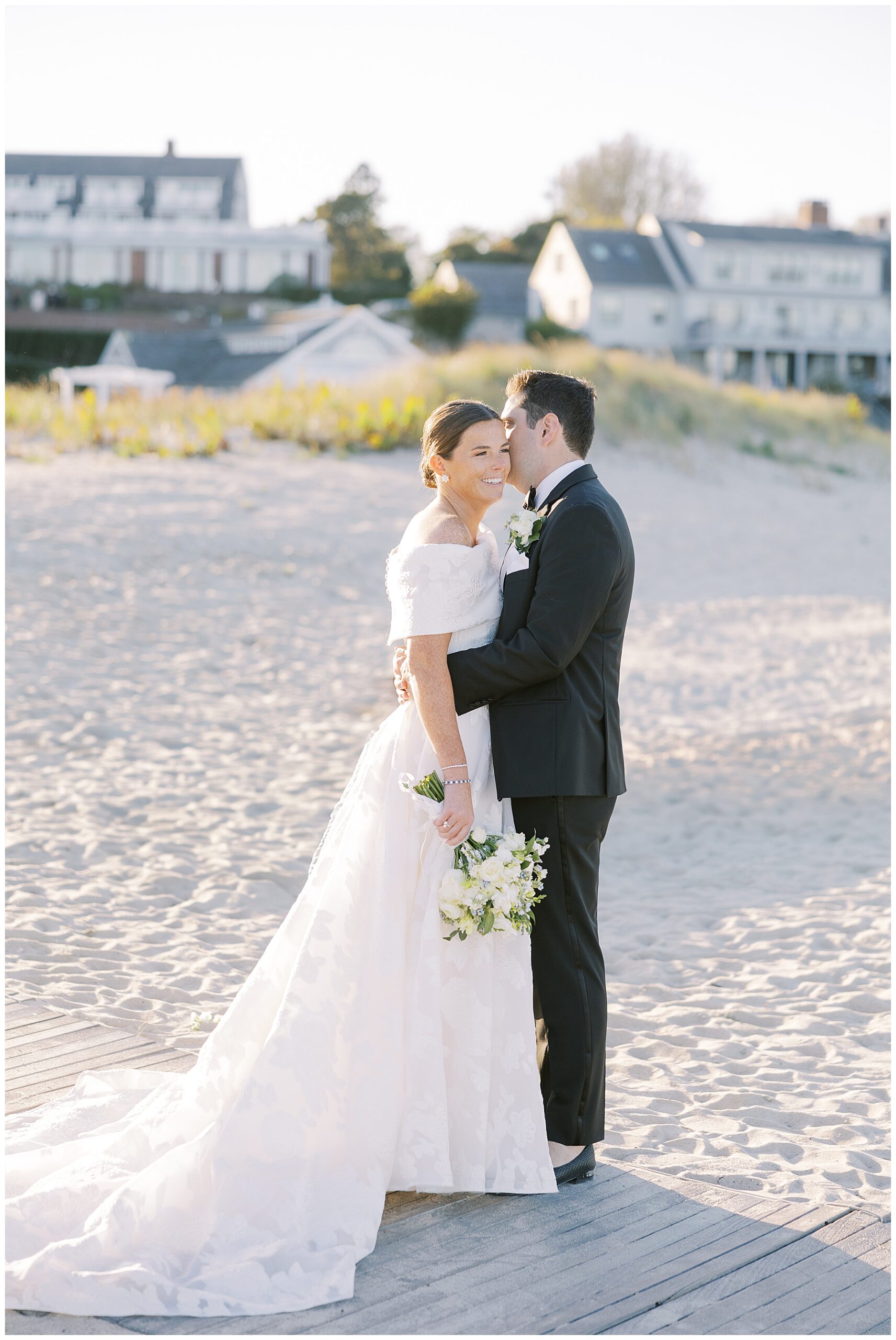 romantic wedding portraits on the beach 