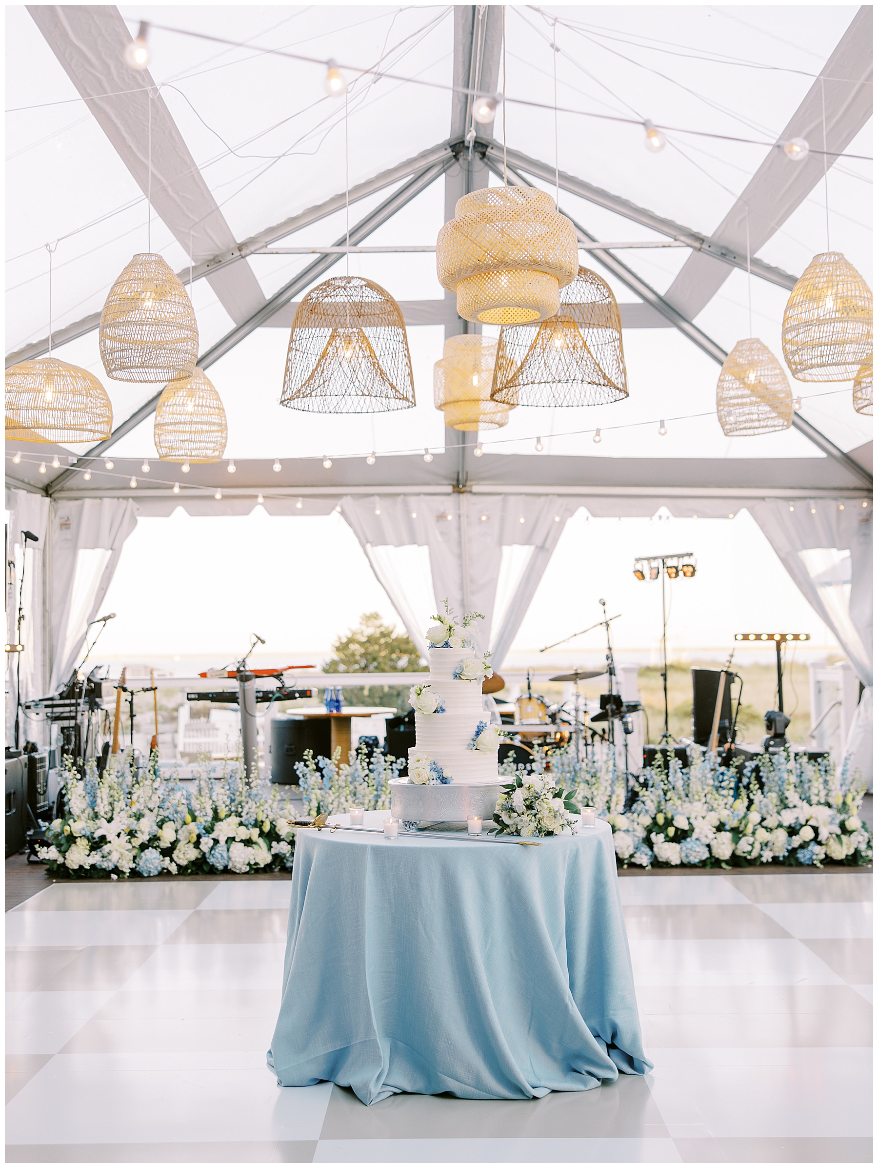 wedding cake at wedding reception 