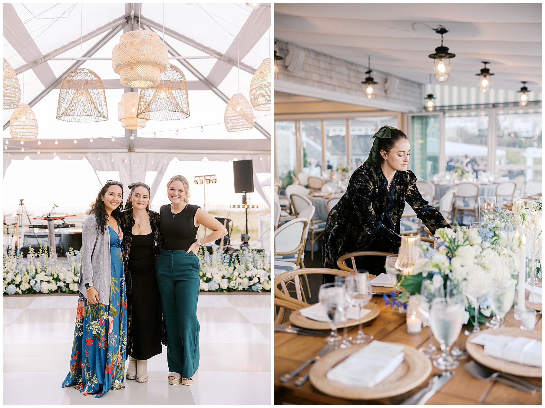 wedding planner puts finishing touches on wedding reception 