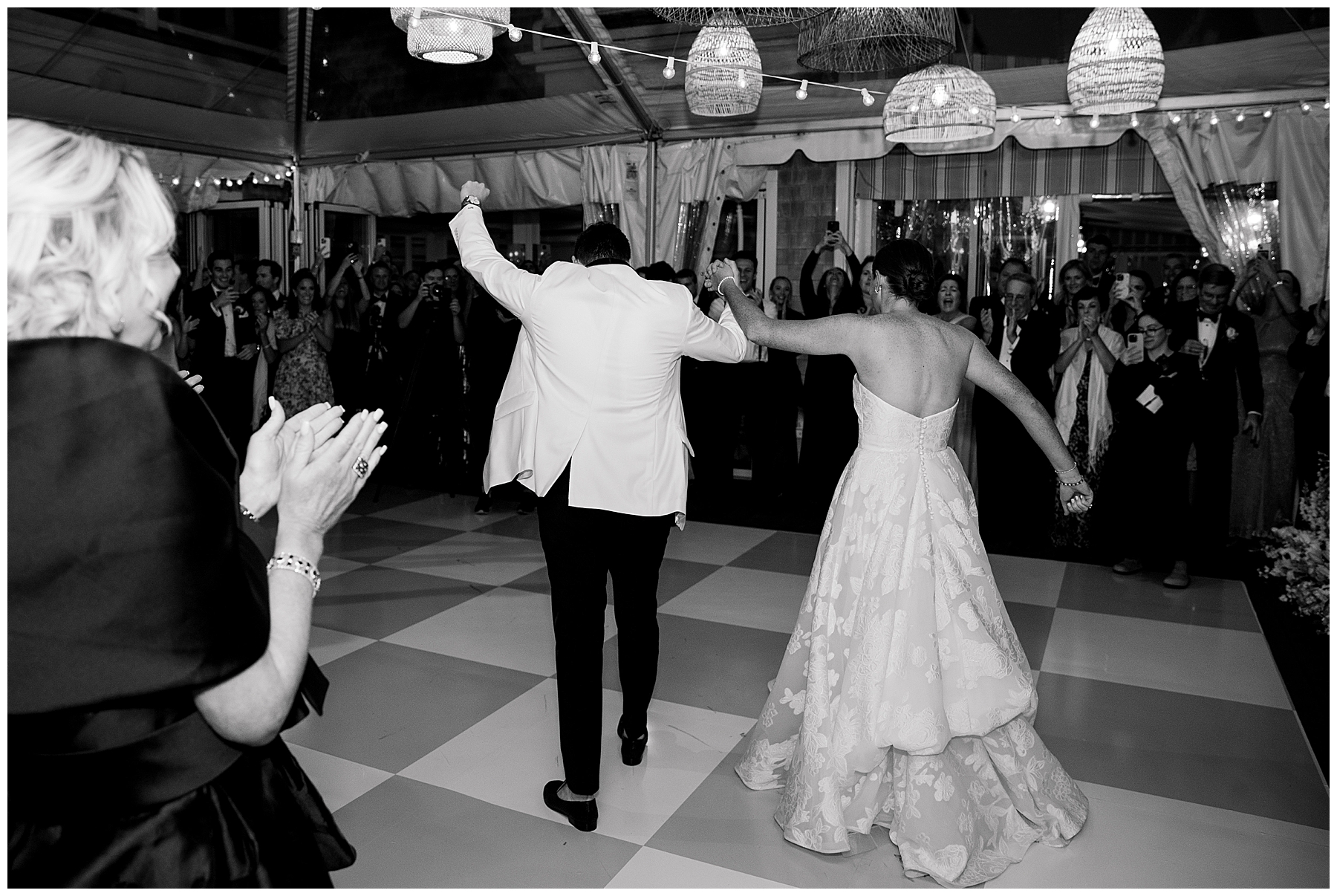 bride and groom on dance floor 