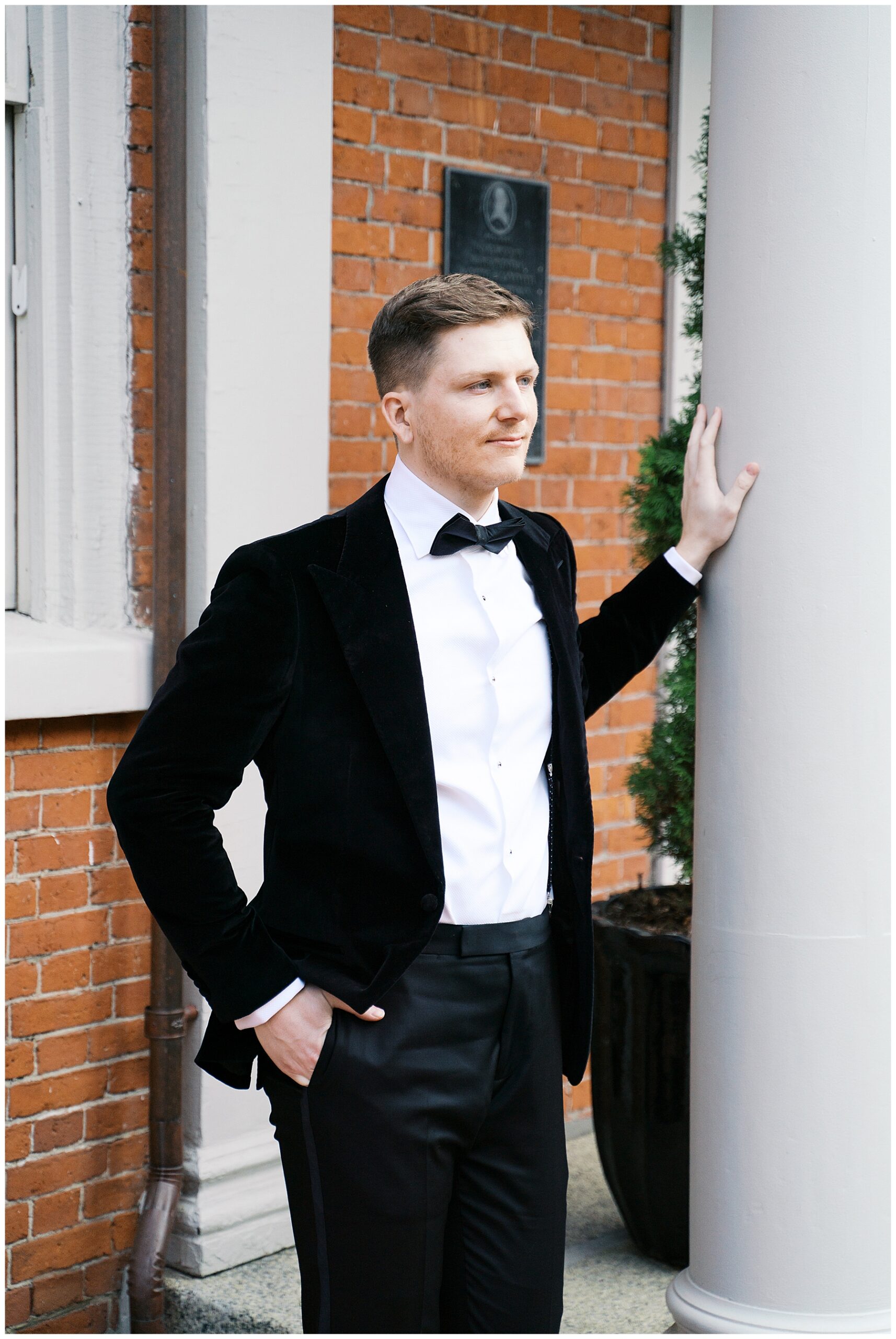 groom portraits from Hamilton Hall Wedding in Salem