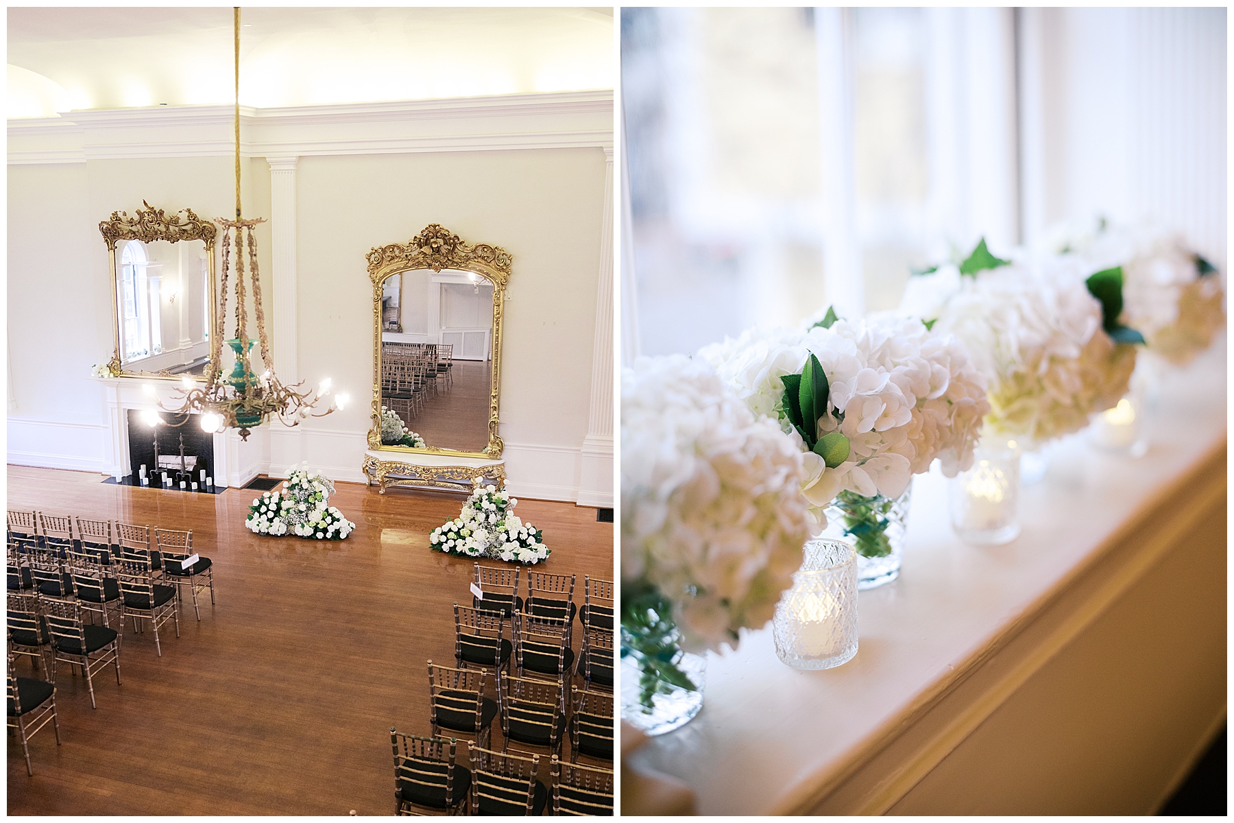 wedding ceremony space at Hamilton Hall in Salem