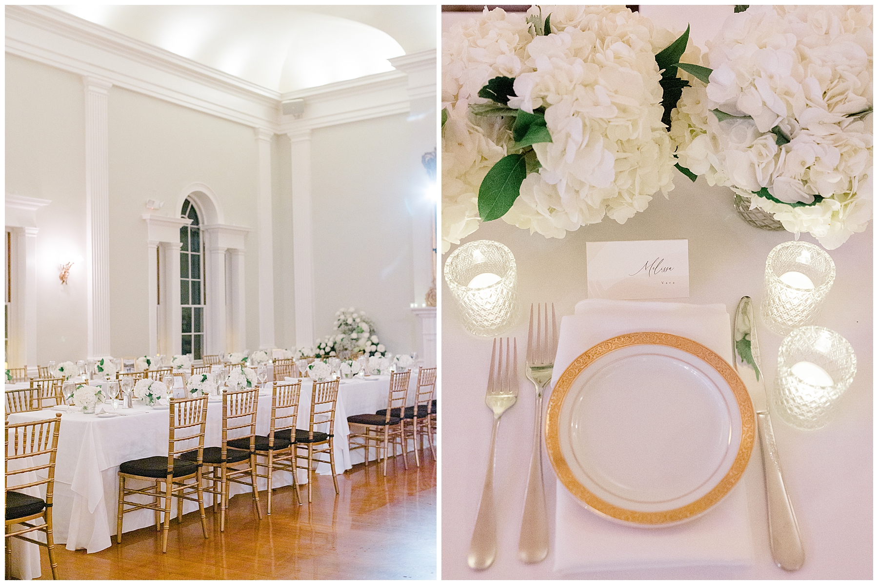 wedding reception details and place settings