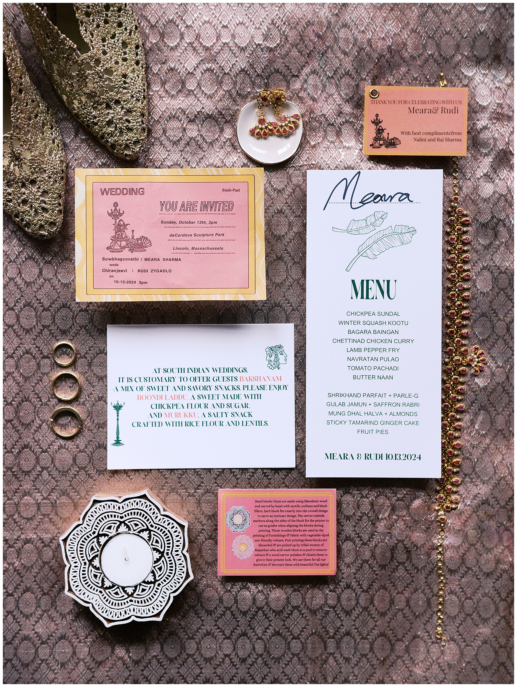 wedding invitation suite from South Indian Wedding at DeCordova Museum