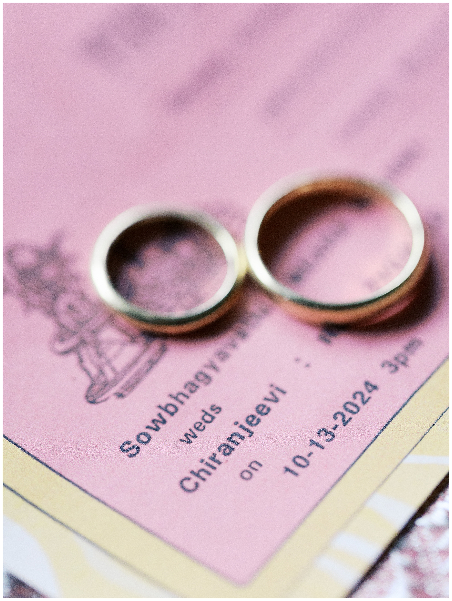 wedding rings on invitation