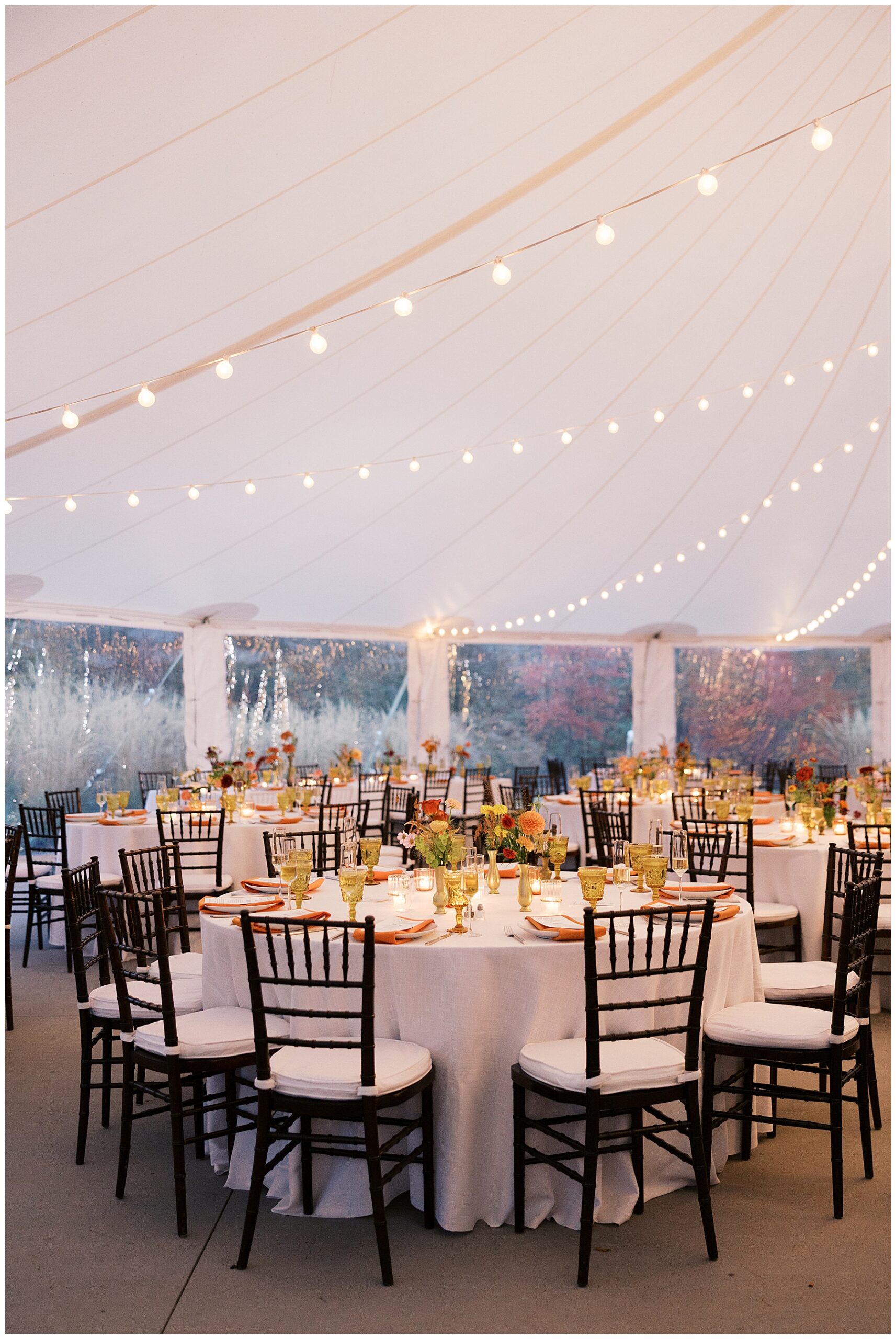 tented wedding reception at DeCordova Museum