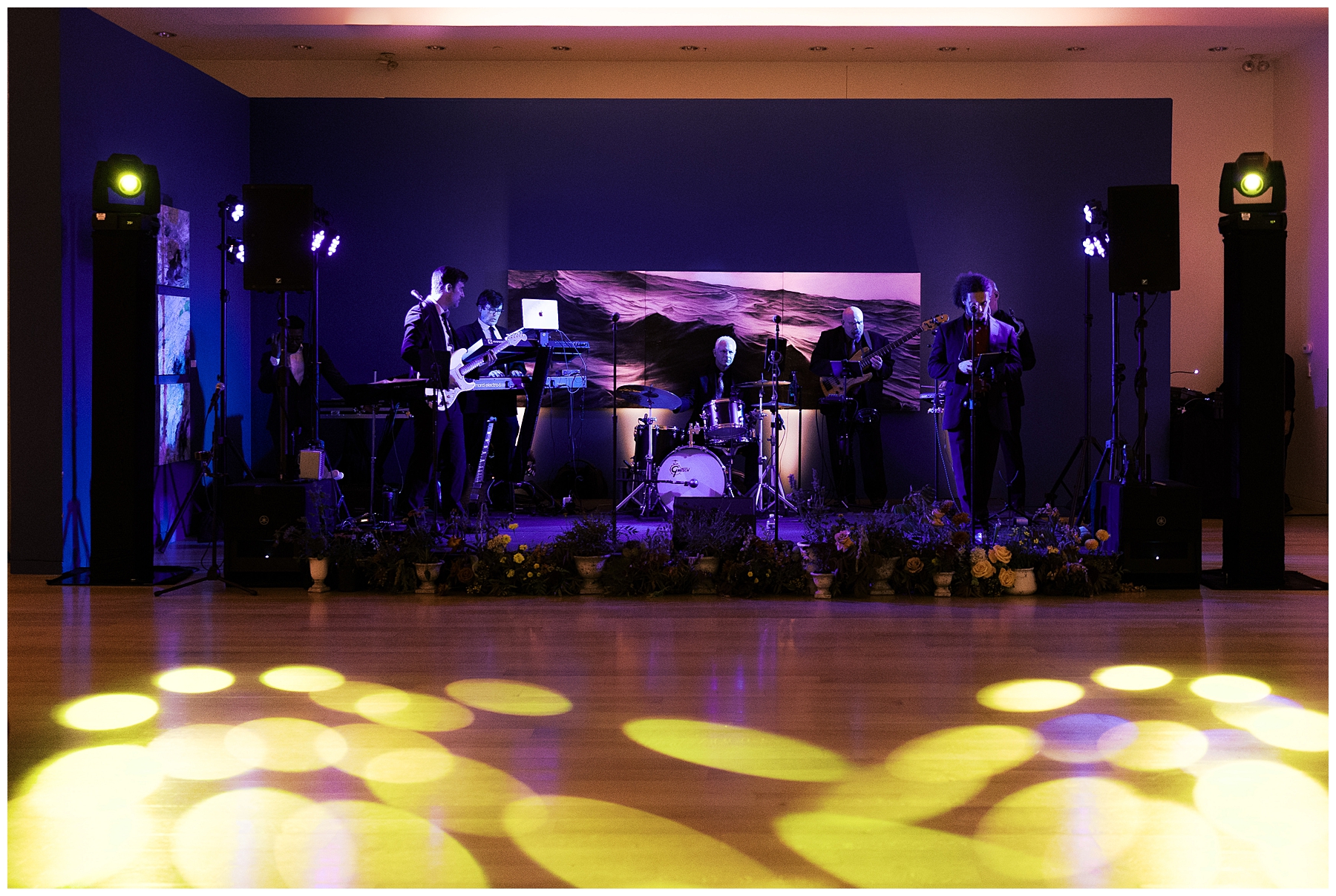 band performs at wedding reception