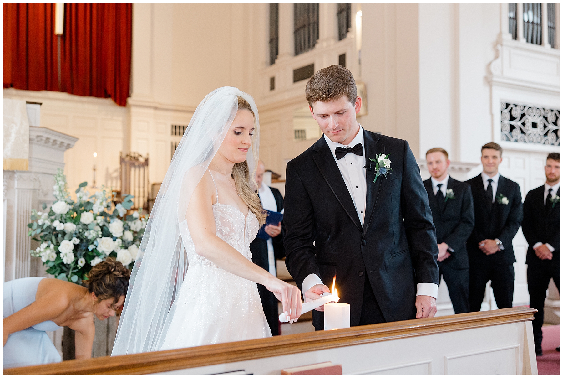bride and groom lightening unity candle 