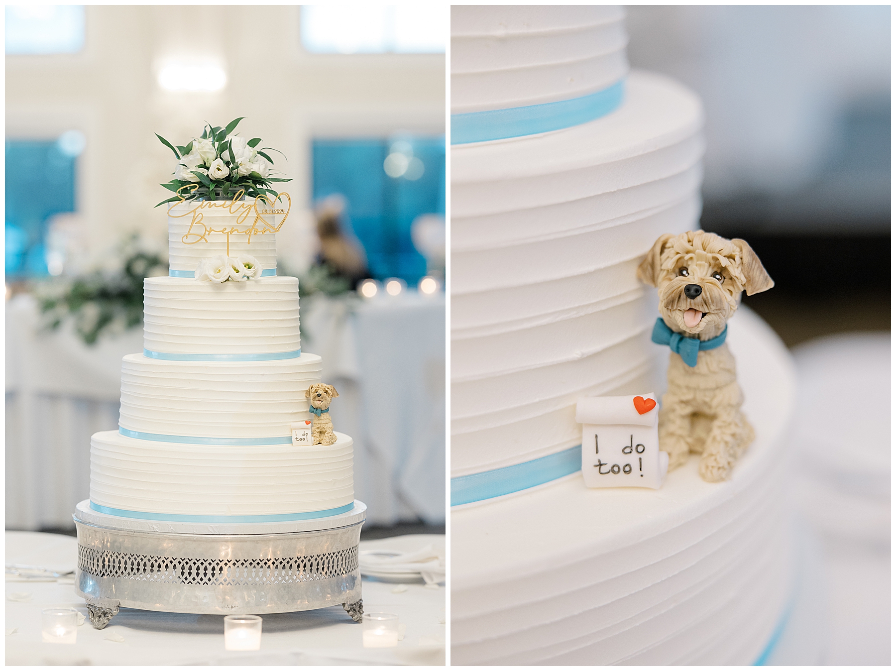 wedding cake with custom dog figurine  