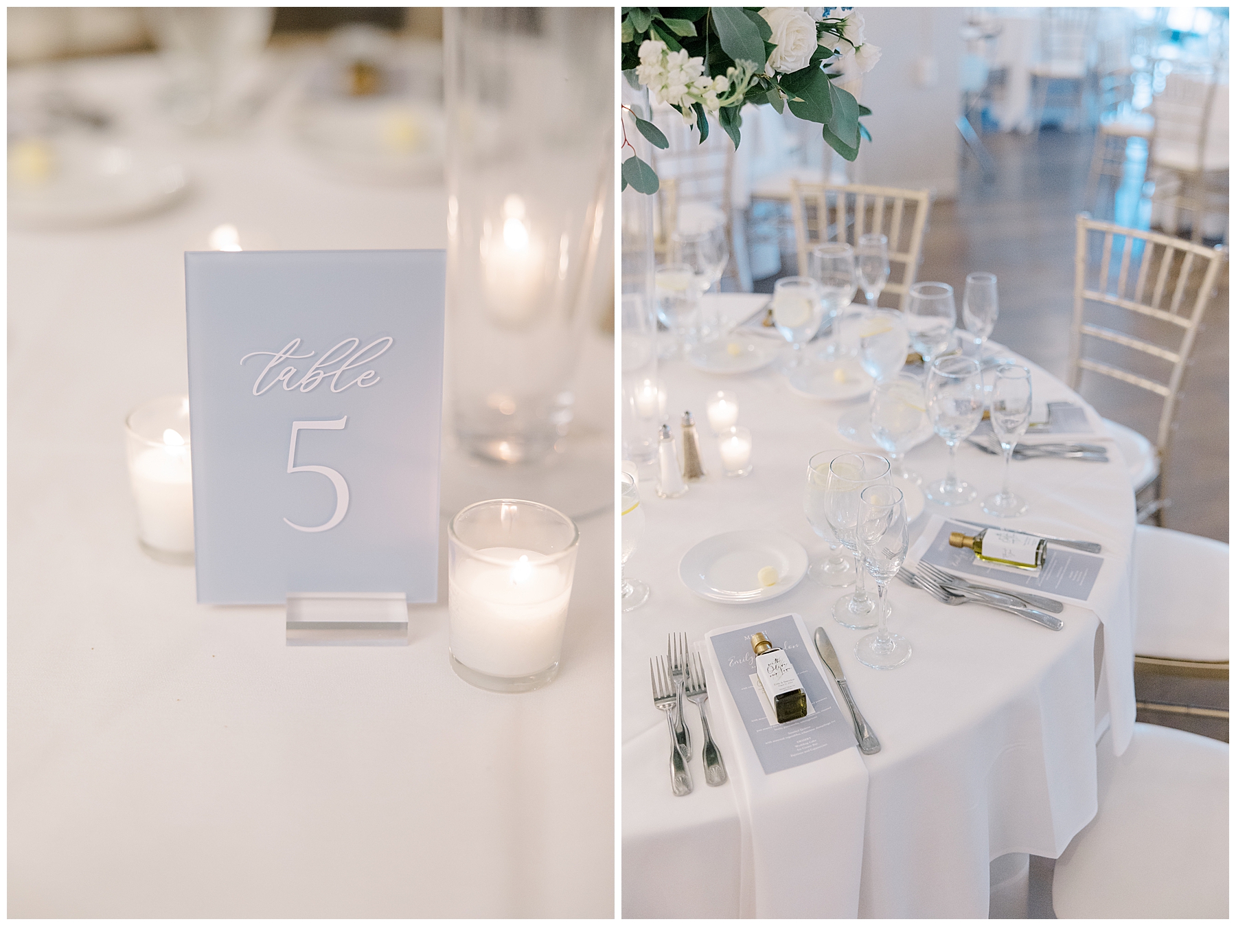 Waterfront Wedding reception details at Danversport on The North Shore