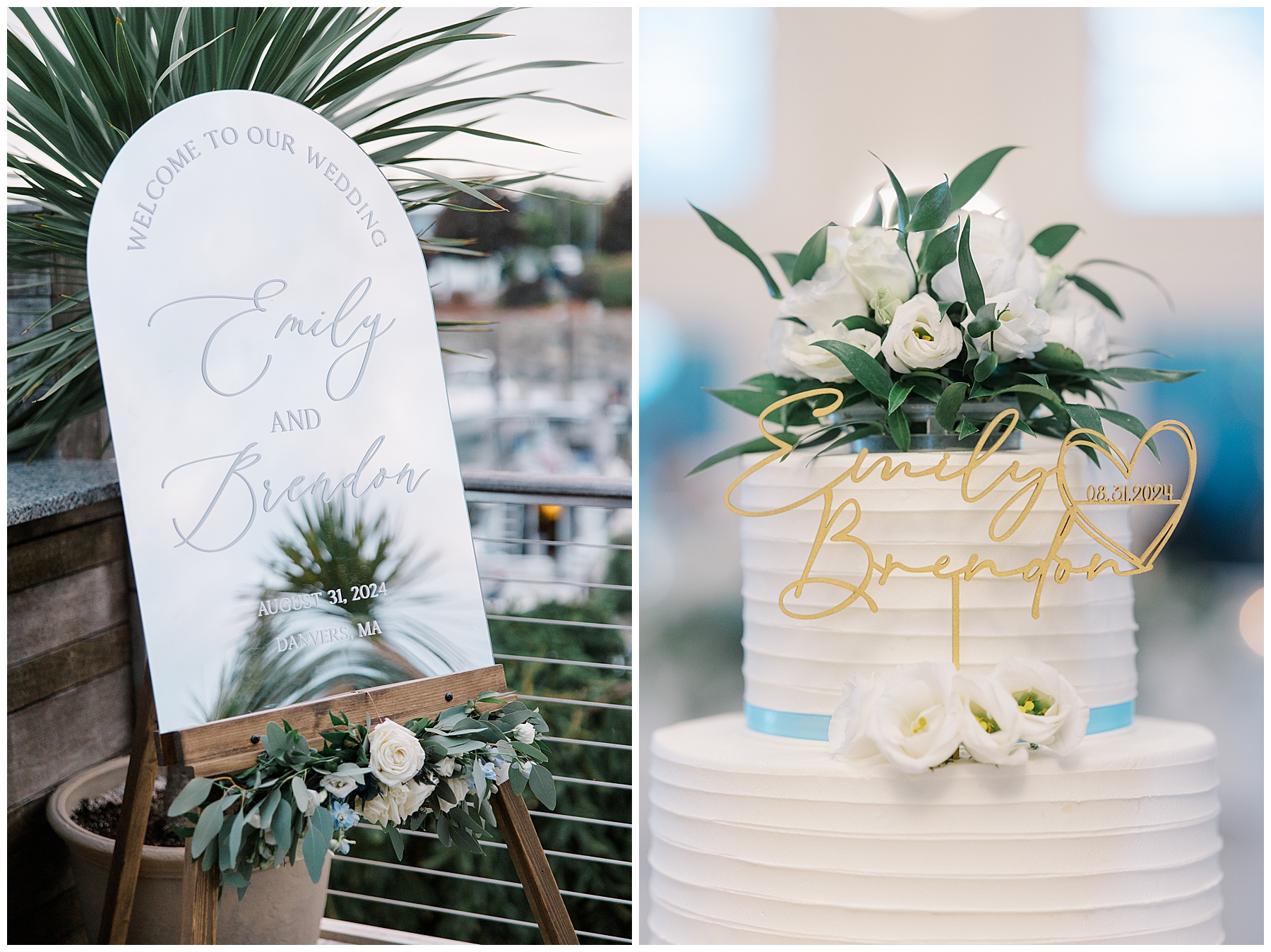 wedding welcome sign and wedding cake topper 