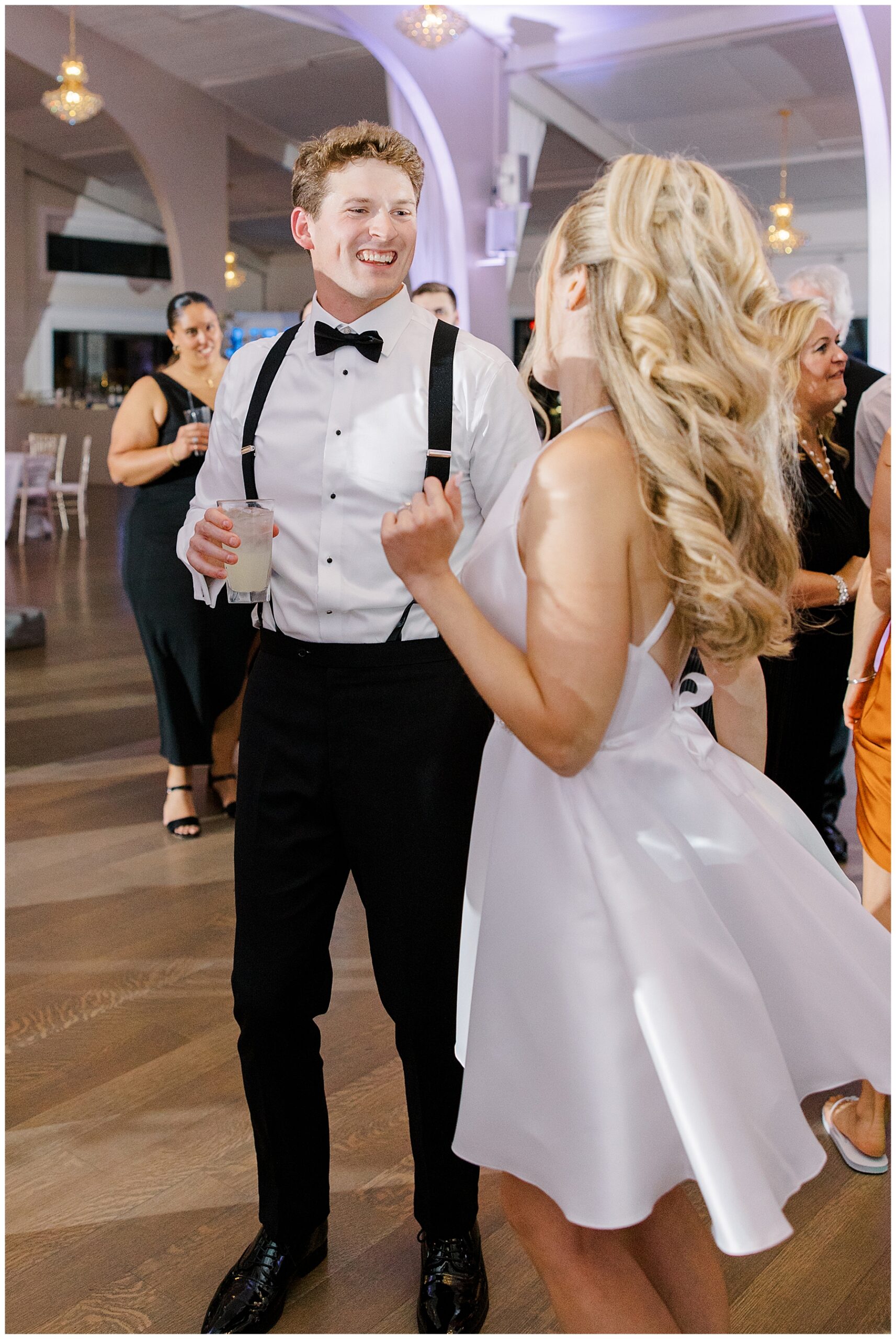 bride and groom on the dance floor at Waterfront Wedding at Danversport  