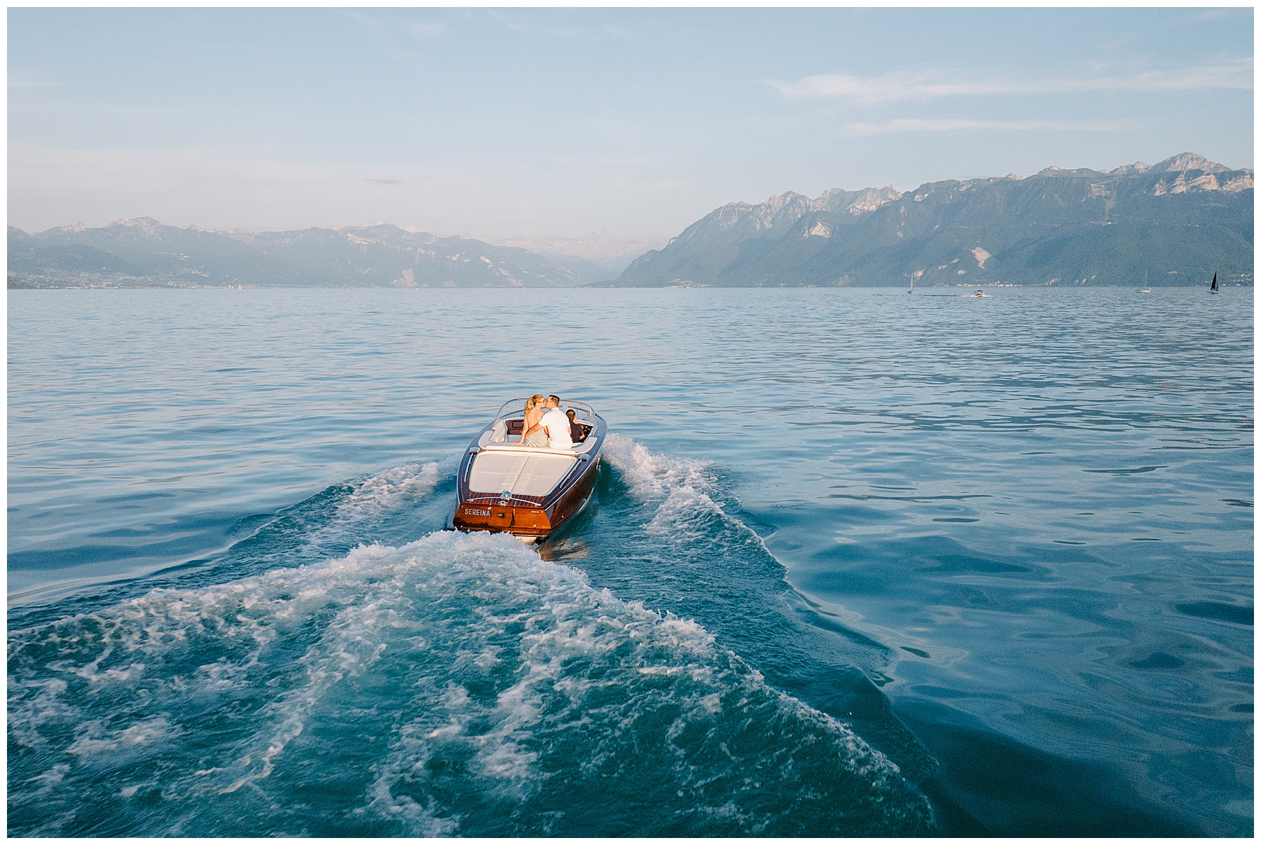 couple on boat in Switzerland
