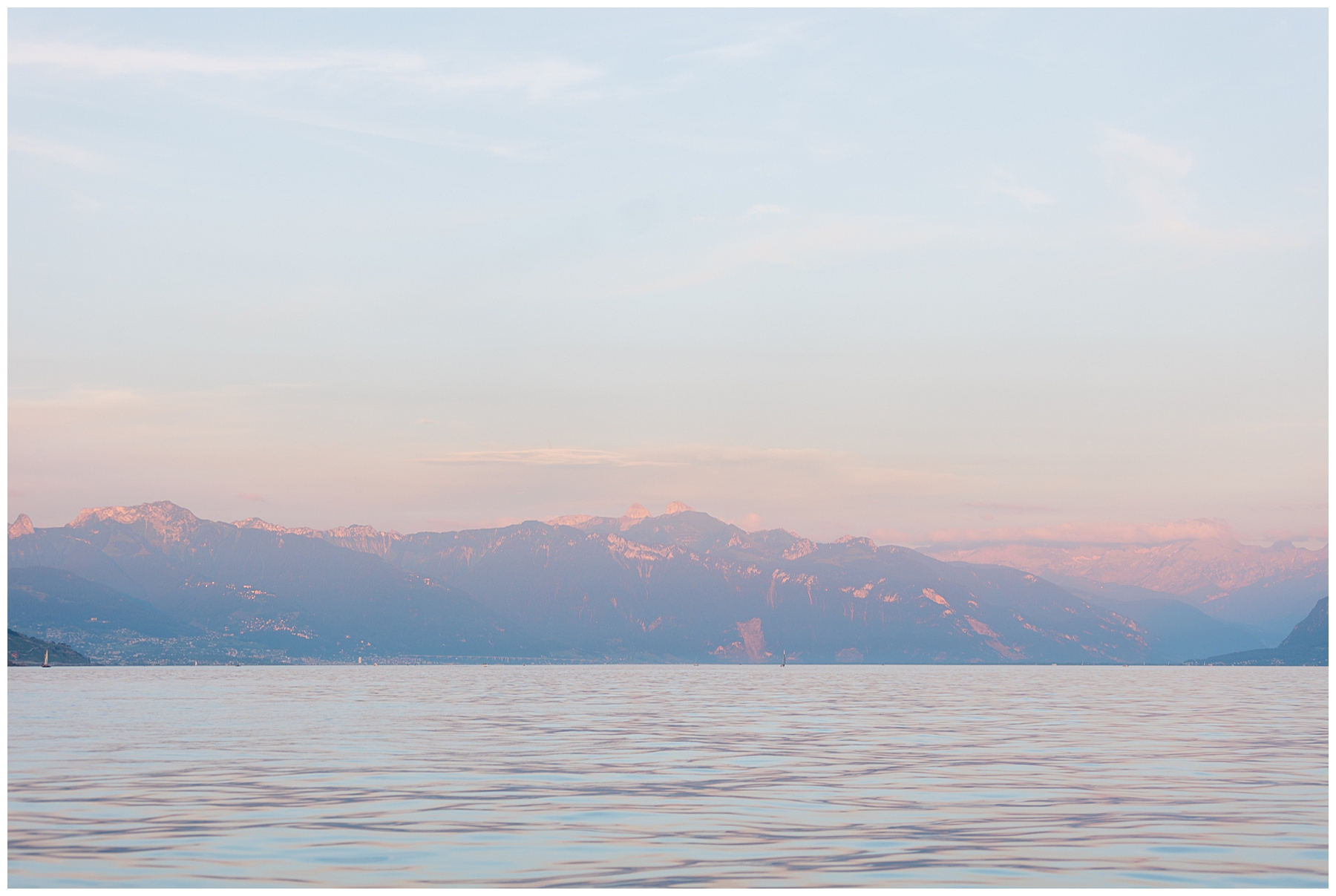 Views of the Alps from Lake Geneva in Switzerland