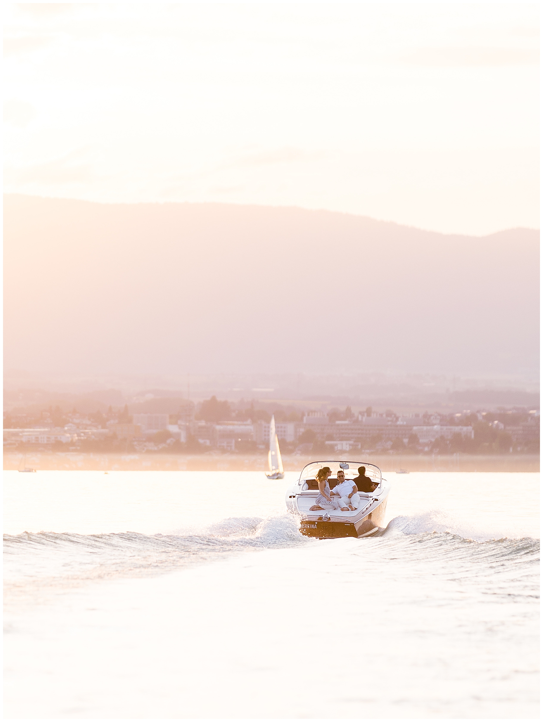 Romantic sunset Boat Session on Lake Geneva