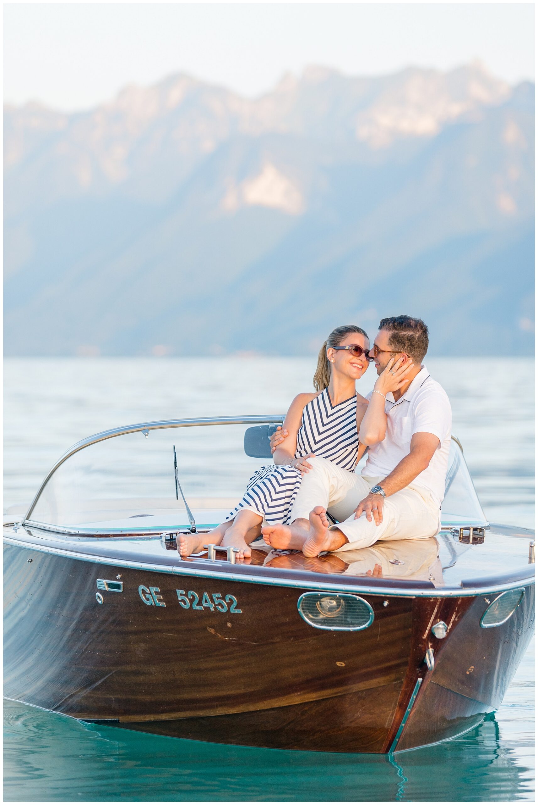 Romantic Boat Session on Lake Geneva in Lausanne, Switzerland